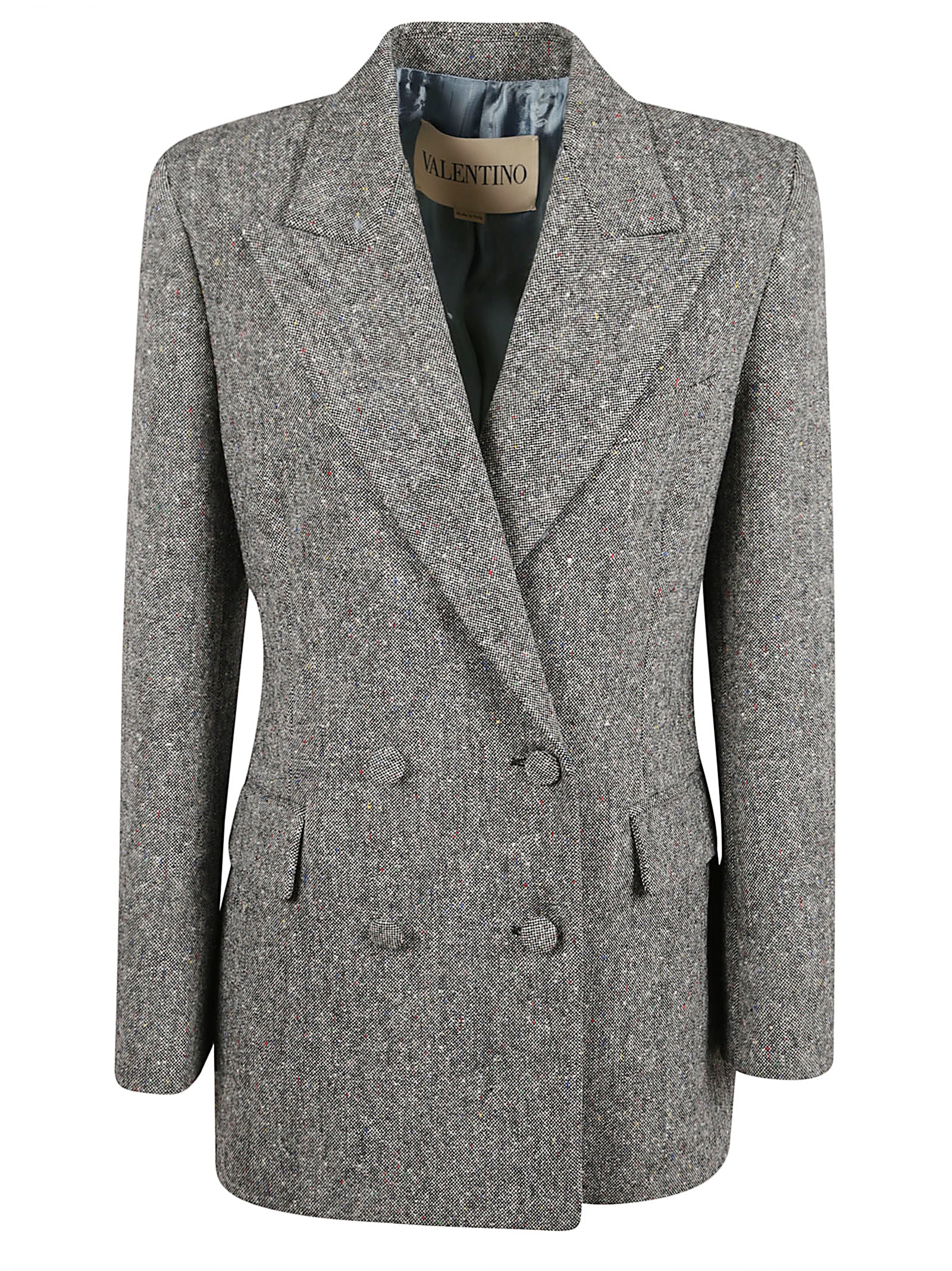 Valentino Double Breasted Blazer In Gray