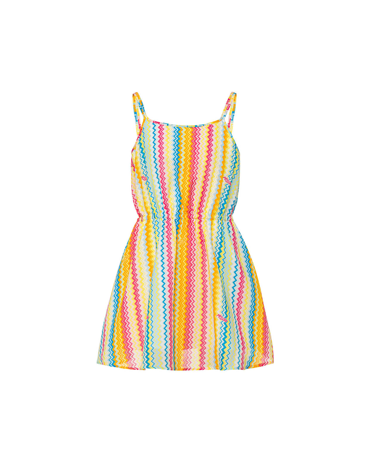 MISSONI SLEEVELESS DRESS WITH MULTICOLOURED VERTICAL ZIG-ZAG PATTERN