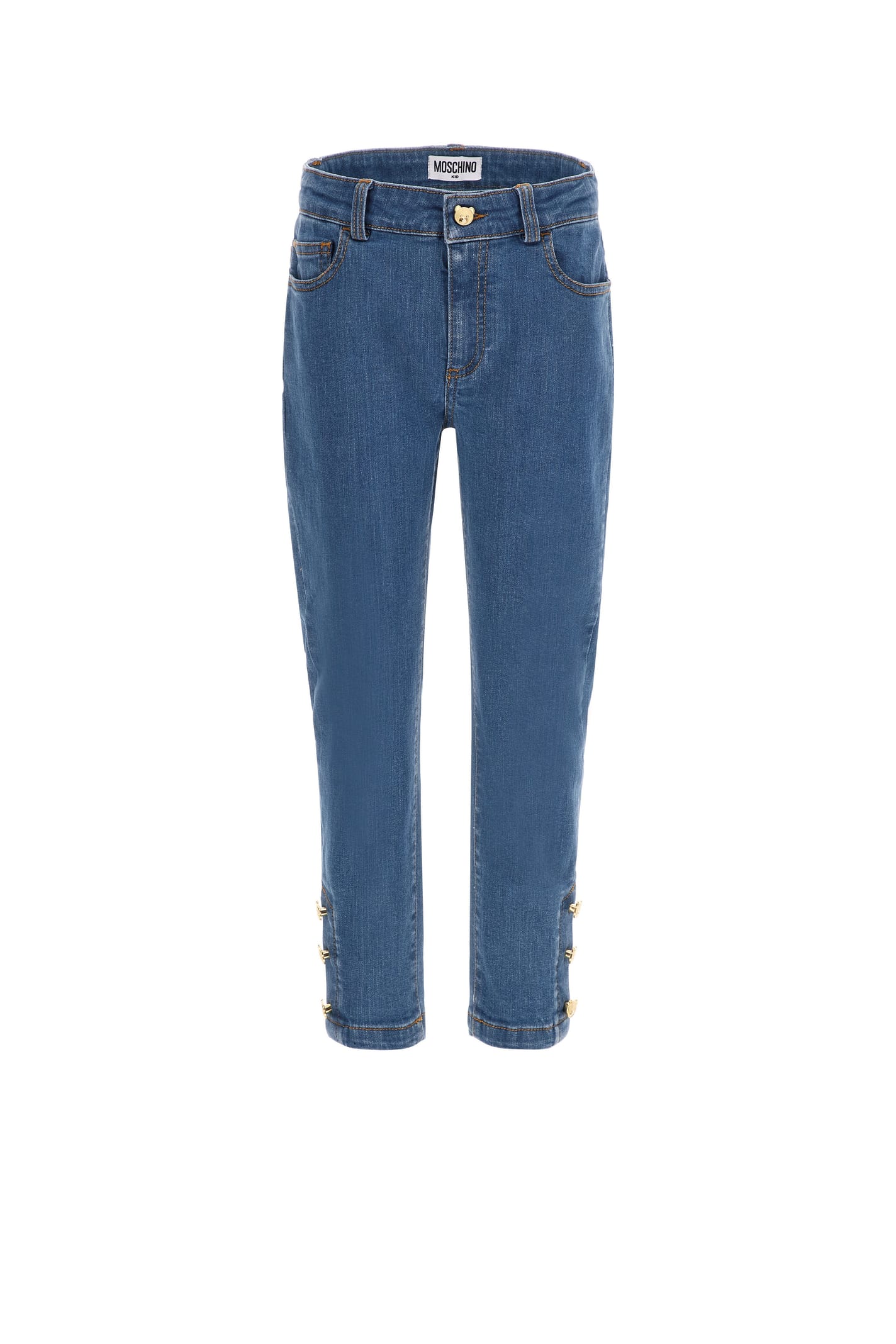 Moschino Kids' Cigarette Jeans In Blue