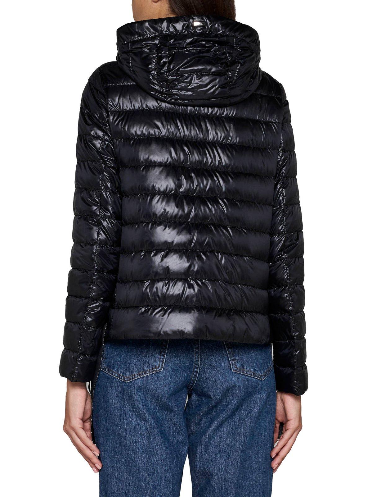 Shop Herno Quilted Hooded Coat In Black