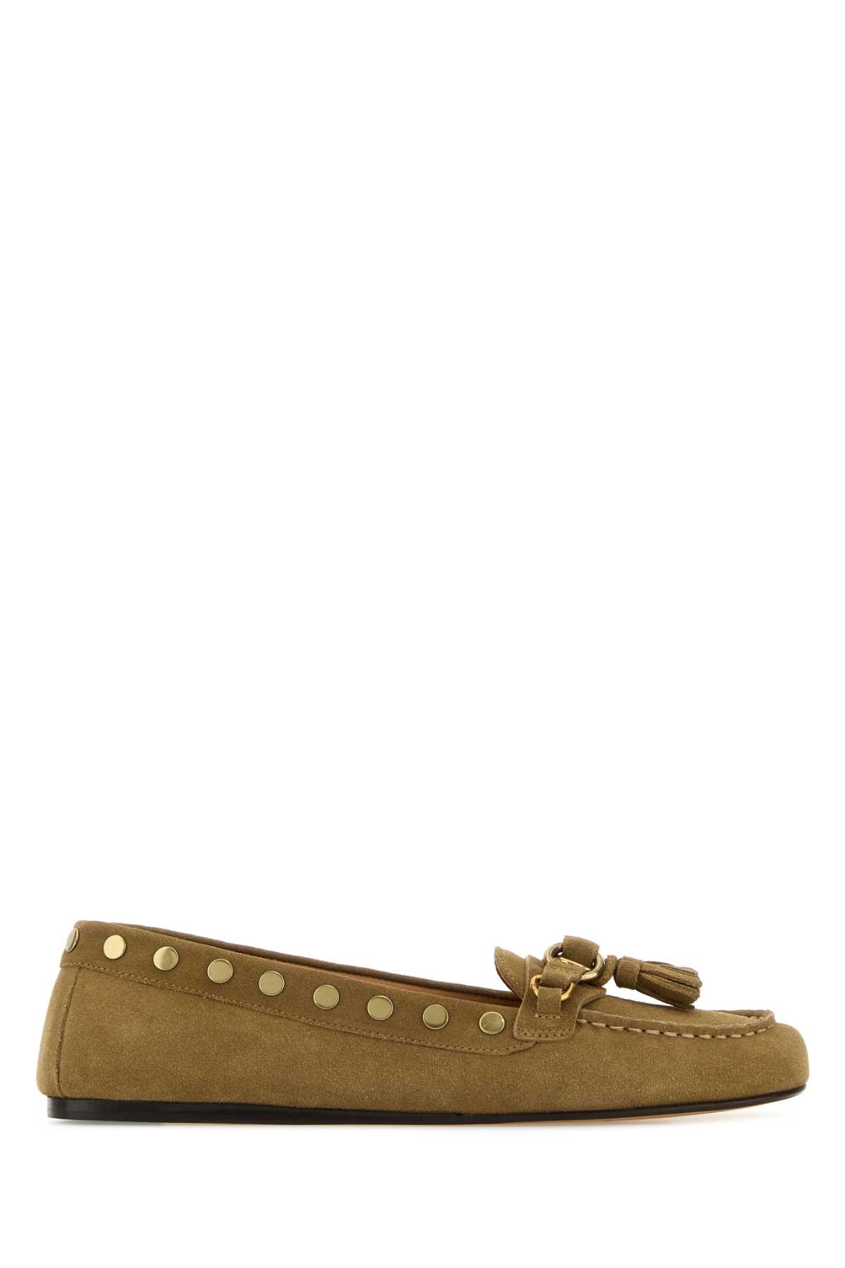 Isabel Marant Khaki Suede Faxel Loafers In Brown