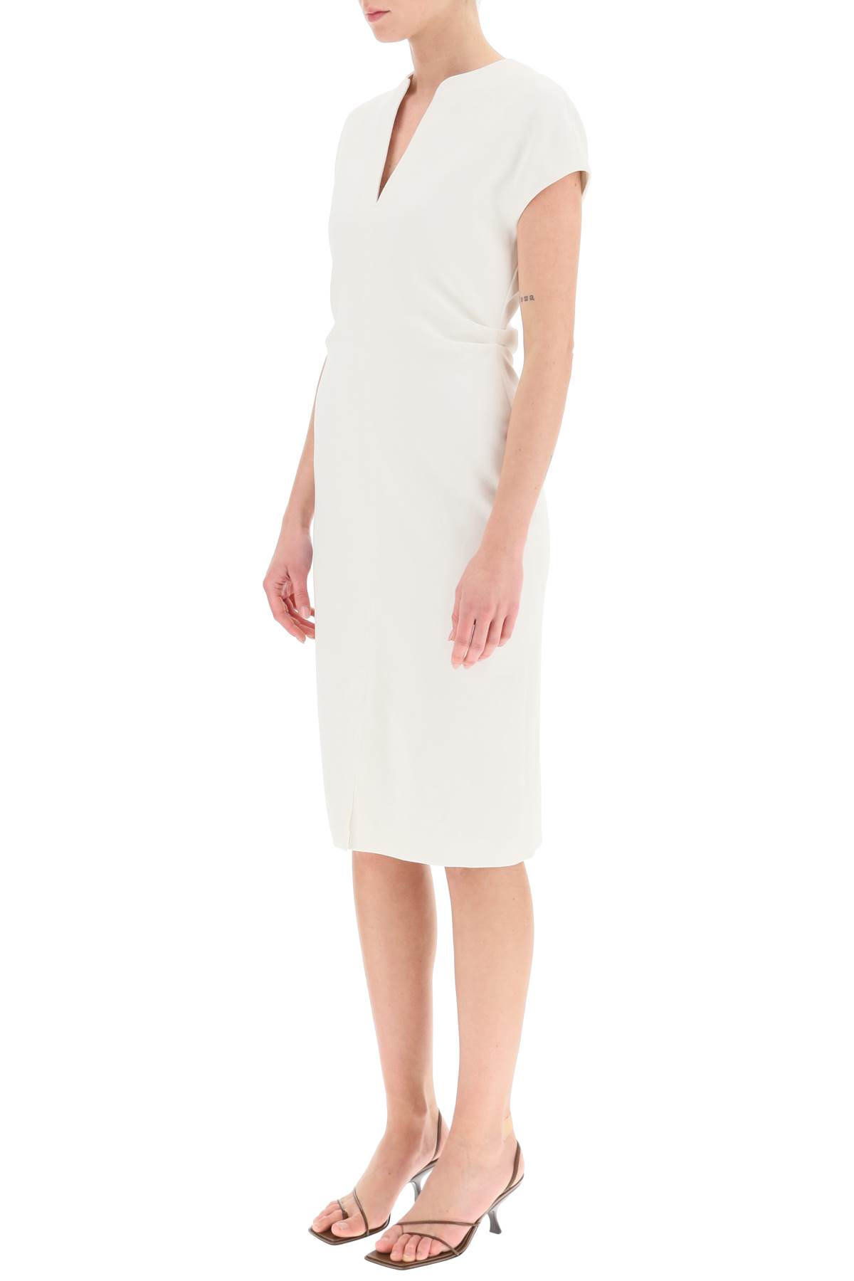 Shop Agnona Wool Crepe Sheath Dress In White (white)