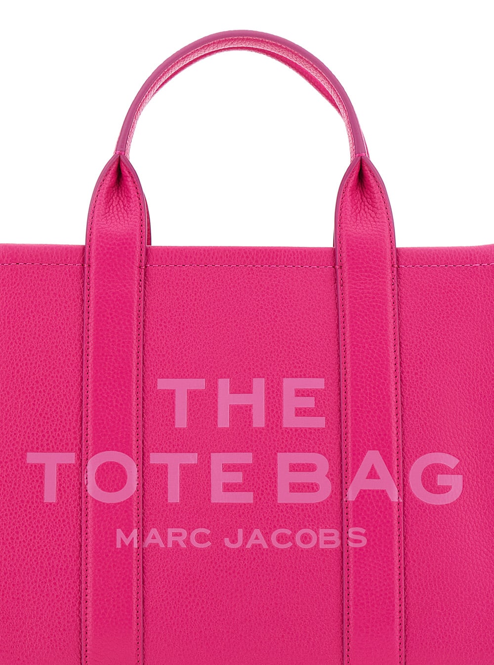 Shop Marc Jacobs The Medium Tote Bag Fuchsia Shoulder Bag With Logo Lettering In Leather Woman In Fuxia