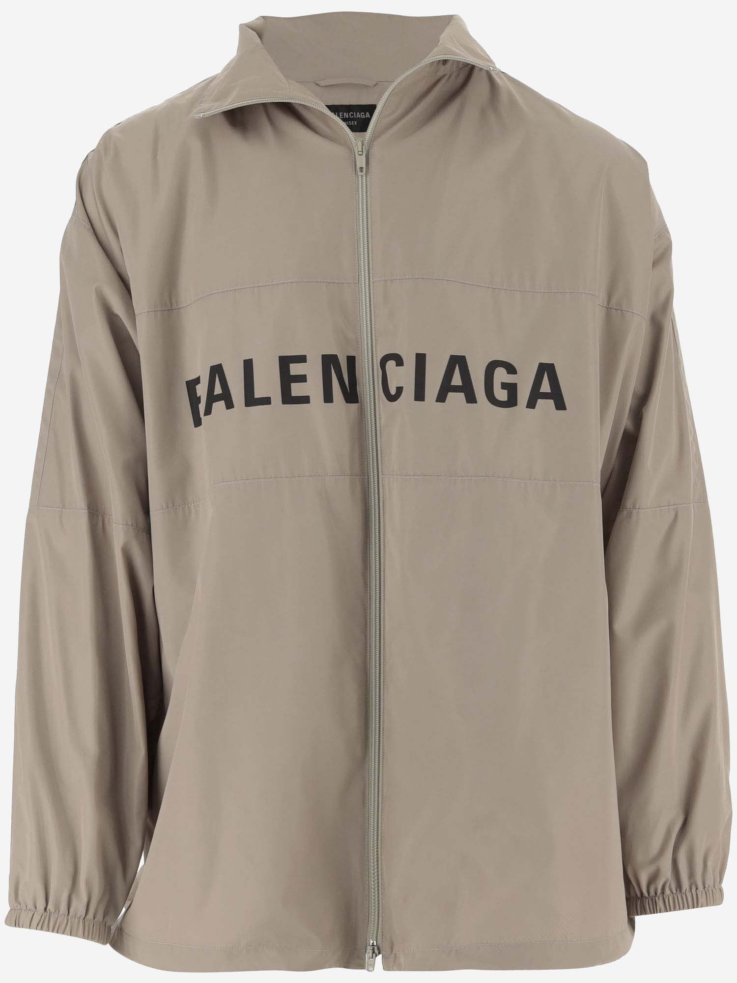 Shop Balenciaga Nylon Jacket With Logo In Beige