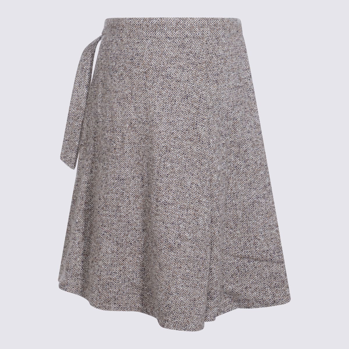 Brunello Cucinelli Grey Wool Midi Skirt In Gray