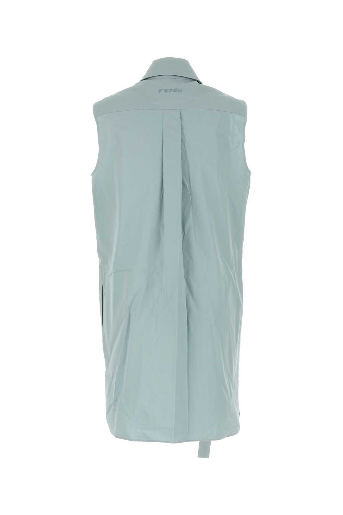 Shop Fendi Powder Blue Cotton Dress In Paleblue