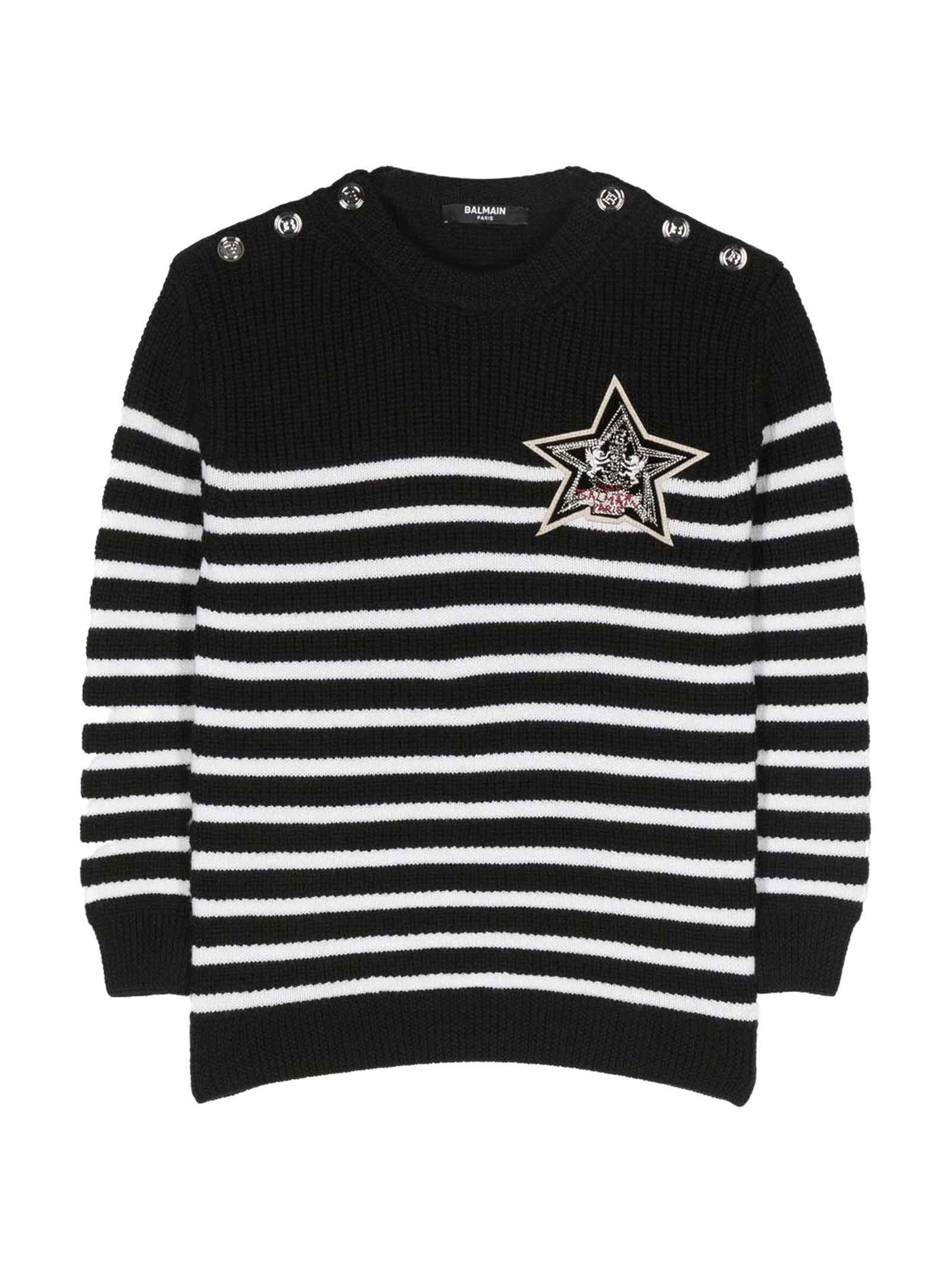 Balmain Kids' Black Shirt Boy In Nero