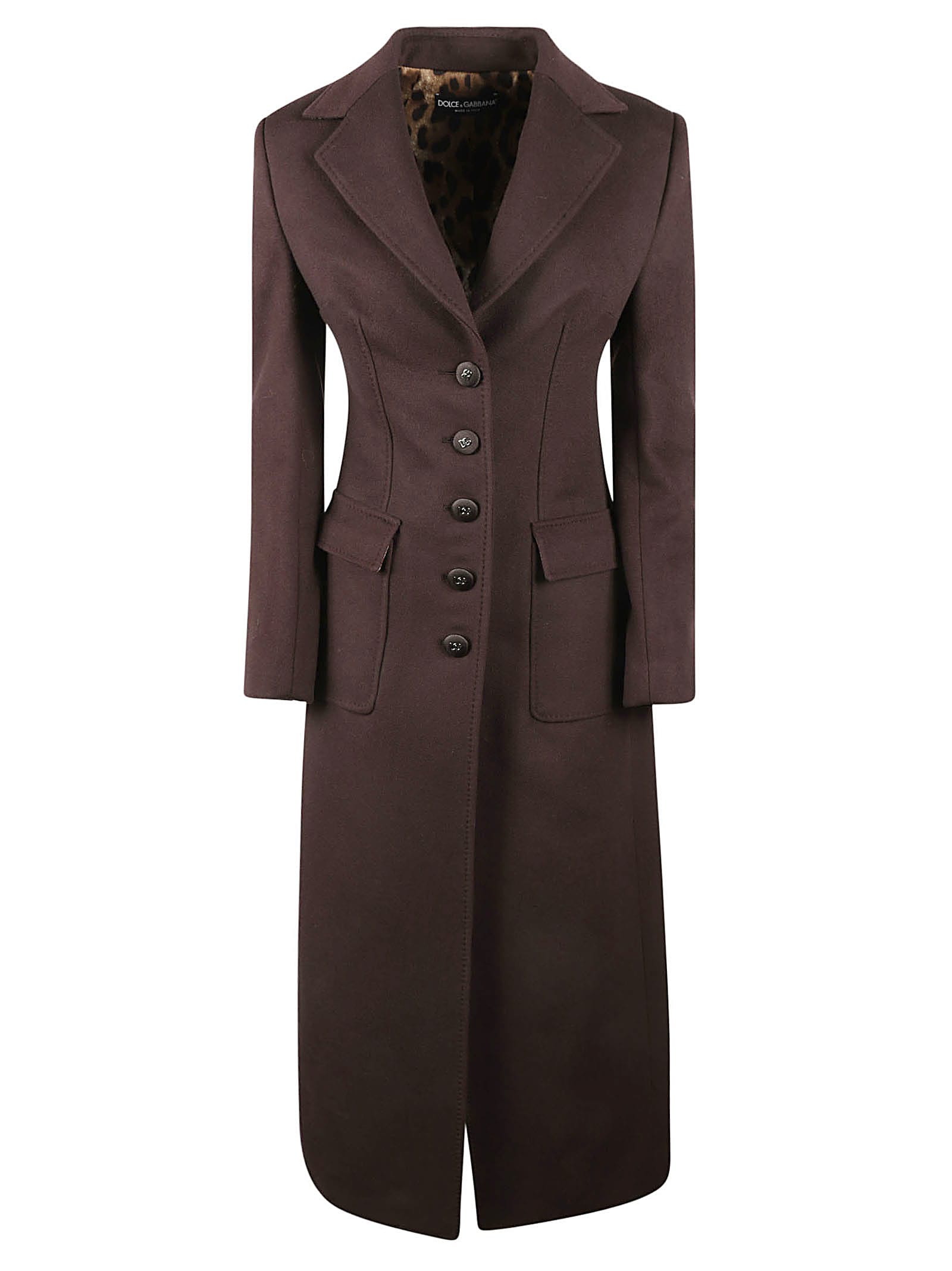 Dolce & Gabbana Long-length Buttoned Coat In Brown