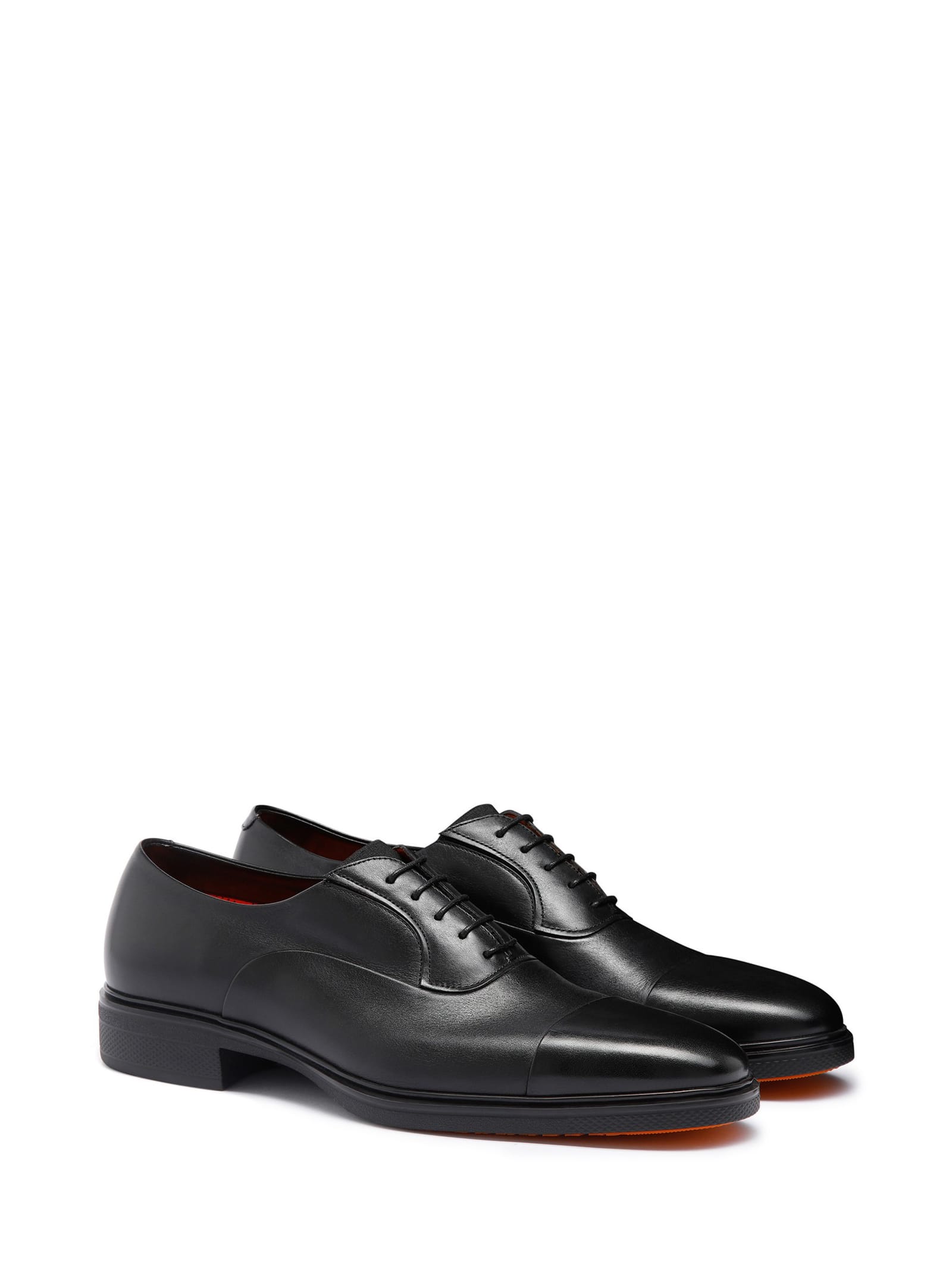 Shop Santoni Leather Oxford With Rubber Sole In Nero