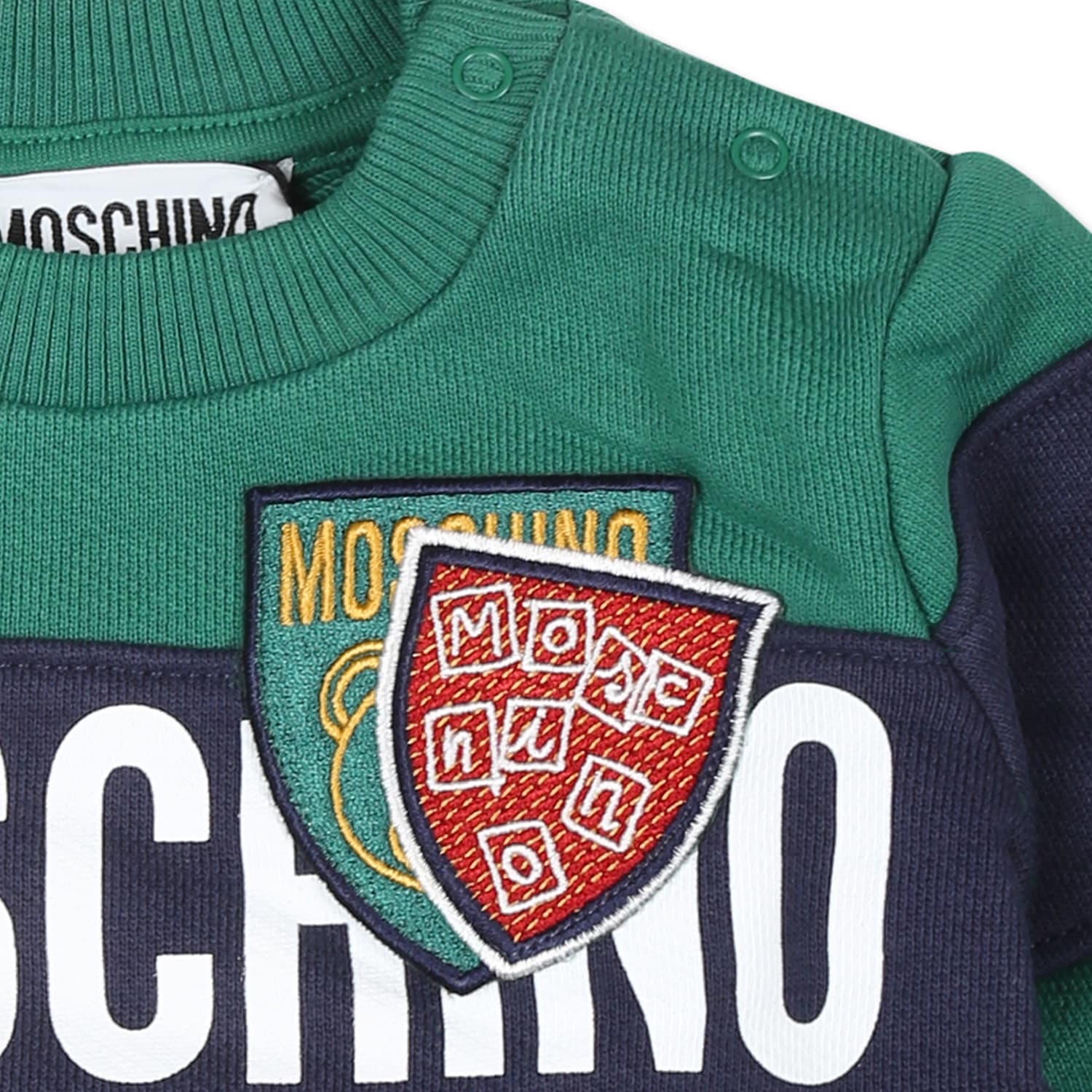 Moschino Green Sweatshirt For Baby Boy With Logo In Green