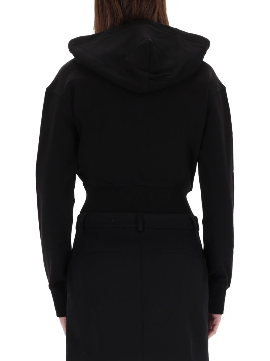 Versace Jeans Couture Cropped Sweatshirt With Logo In Black