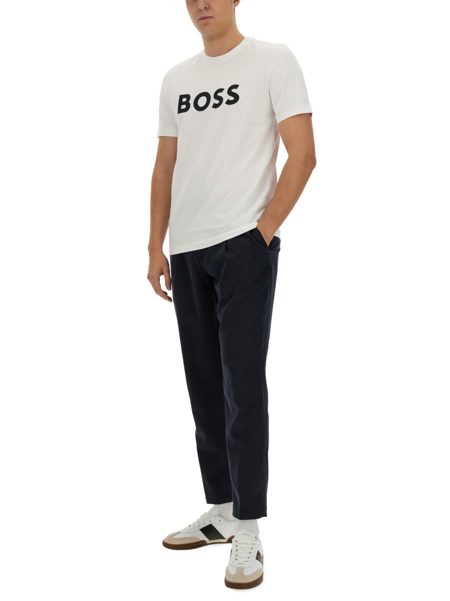 Hugo Boss Logo-print Crew-neck T-shirt In White