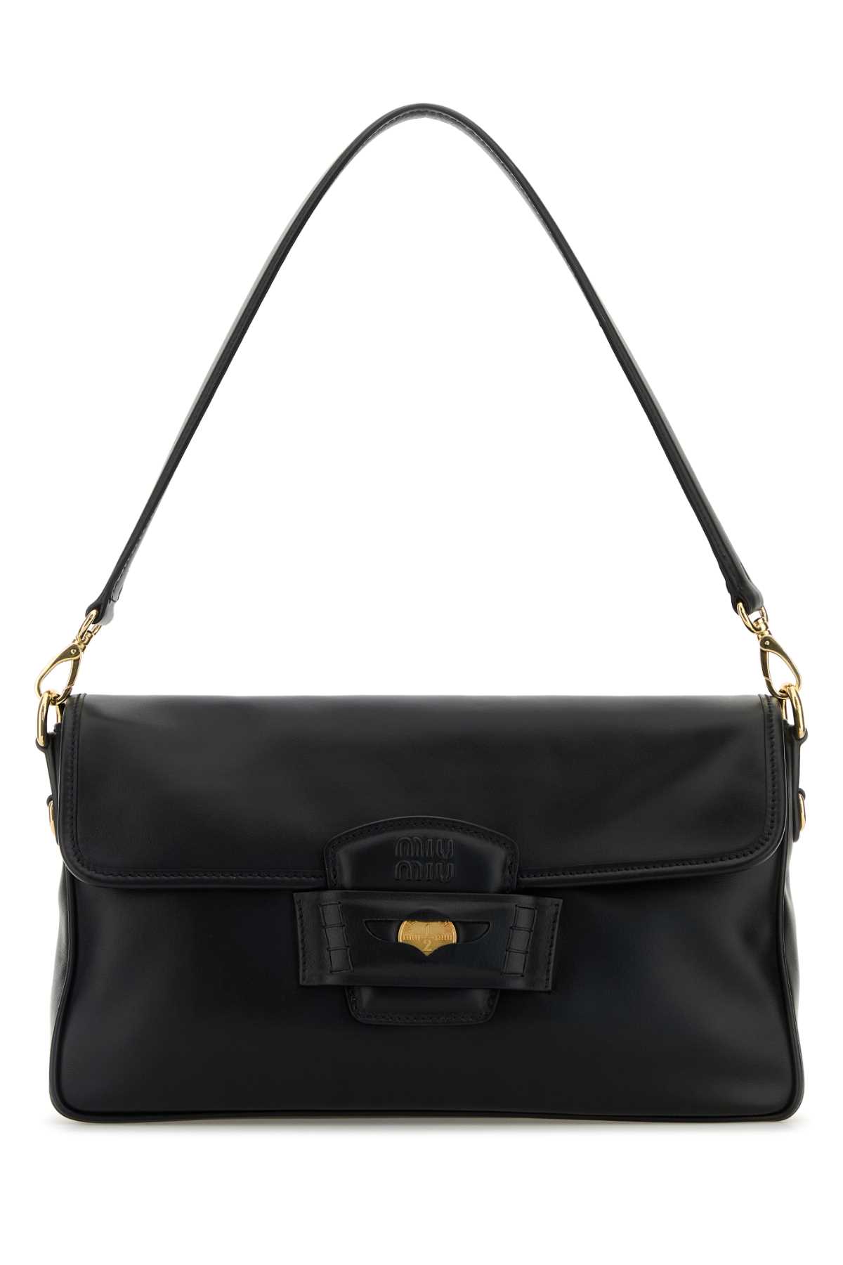Black Leather Penny Shoulder Bag
