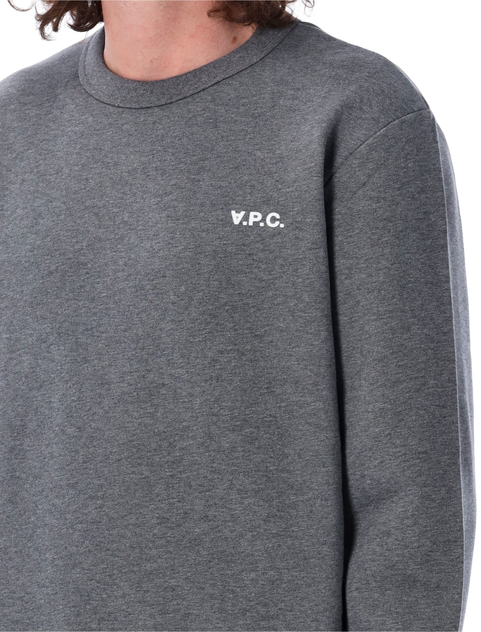 Shop Apc Sweat Boxy Petite In Anthracite Chine / Blanc