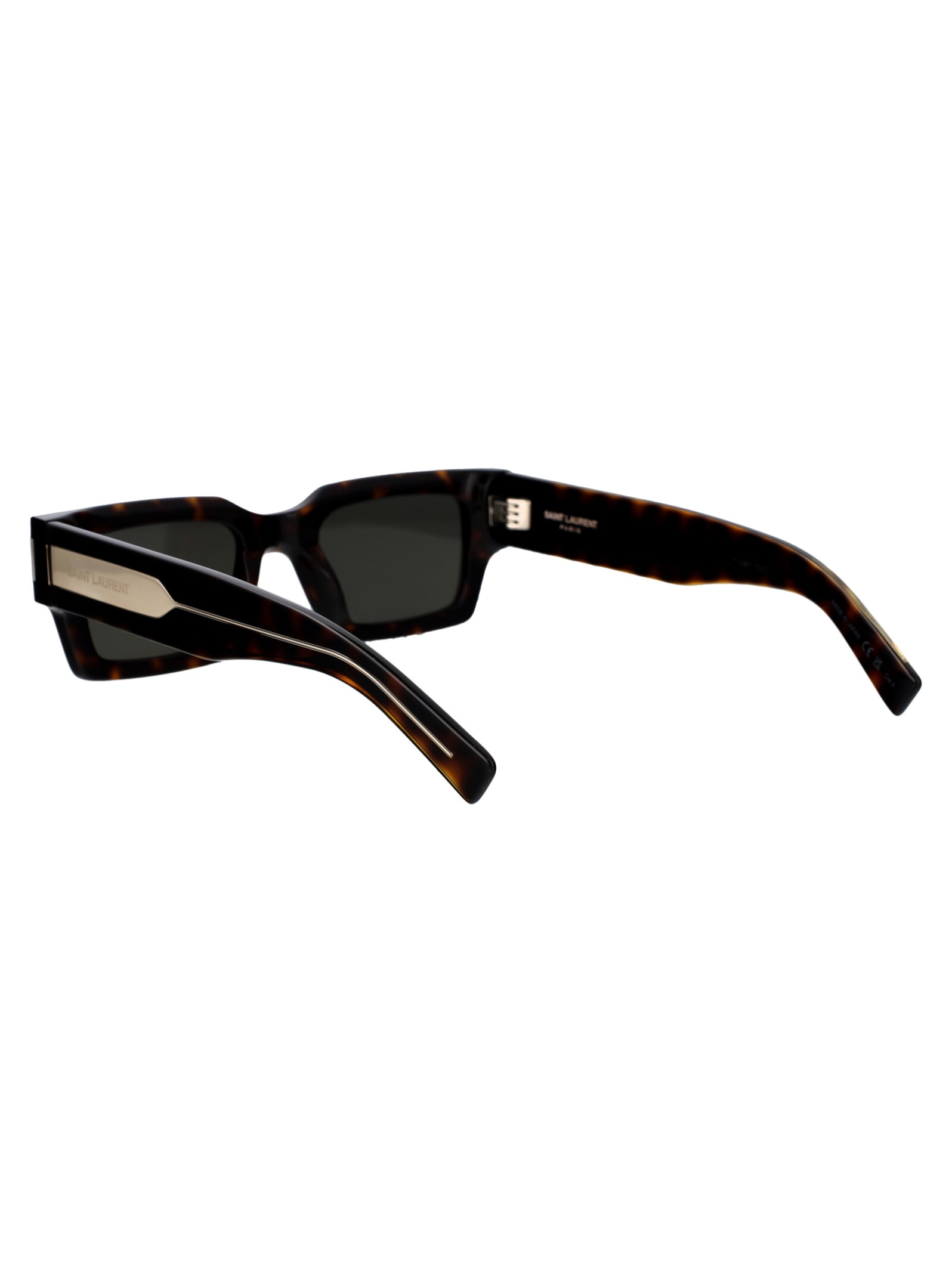 Saint Laurent Resin Havana Crystal Sunglasses In Black
