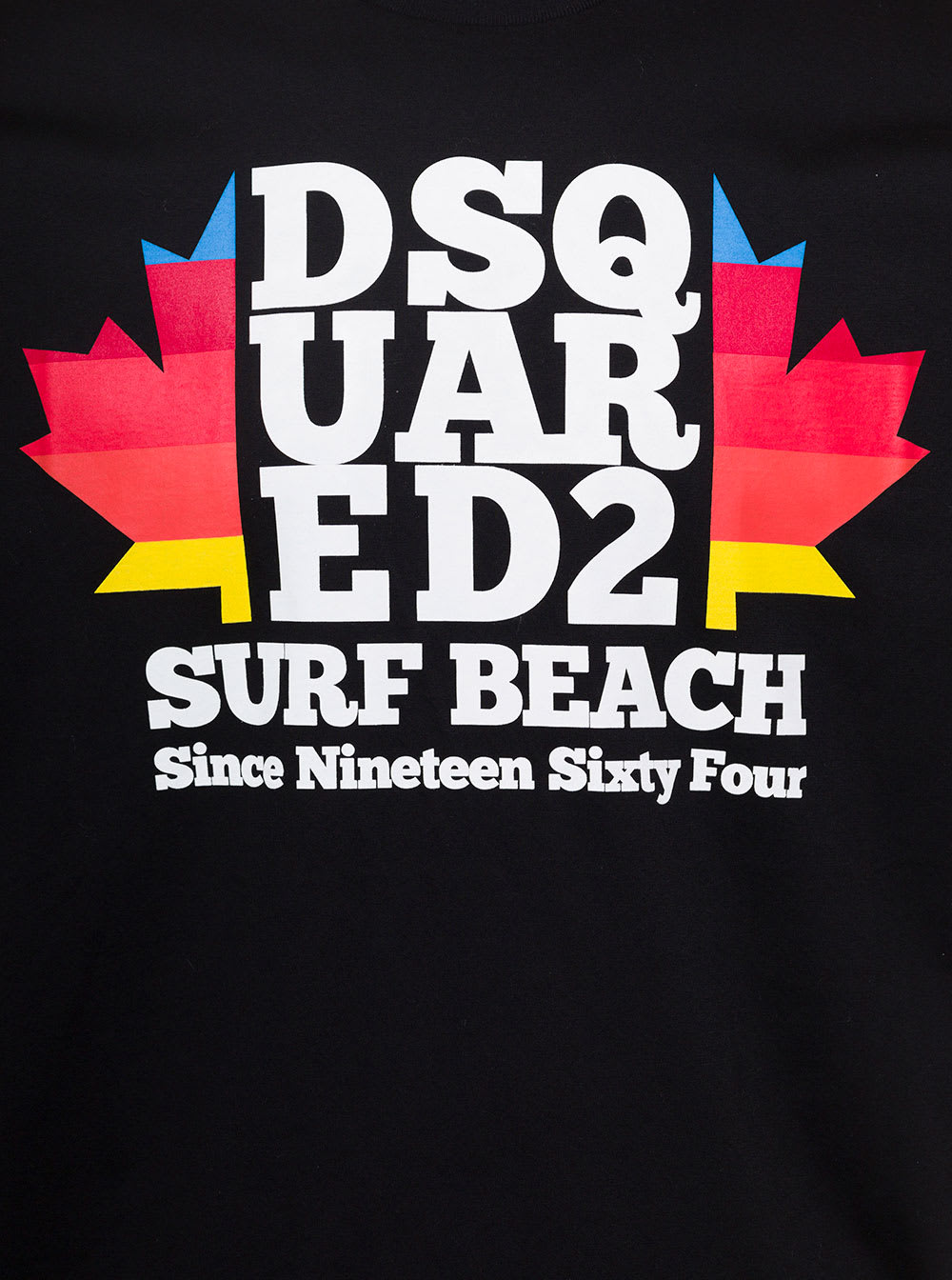 Shop Dsquared2 Black Crewneck T-shirt With D2 Surf Beach Logo On The Chest In Cotton Man