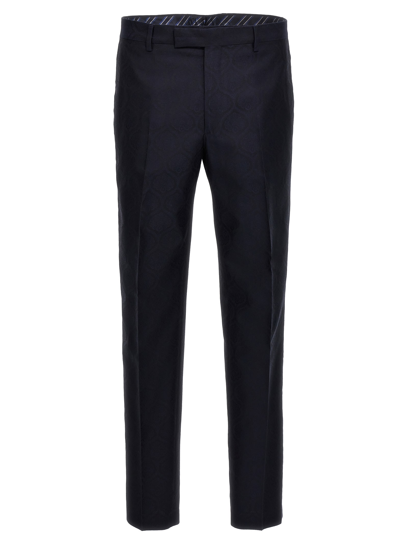 Shop Etro Jacquard Pants In Blue