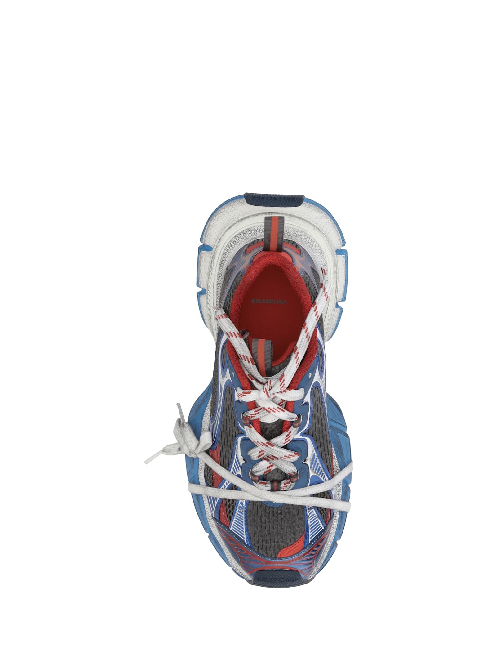 Balenciaga 3xl Worn-out Low-top Sneakers In Grey/blue/red/white