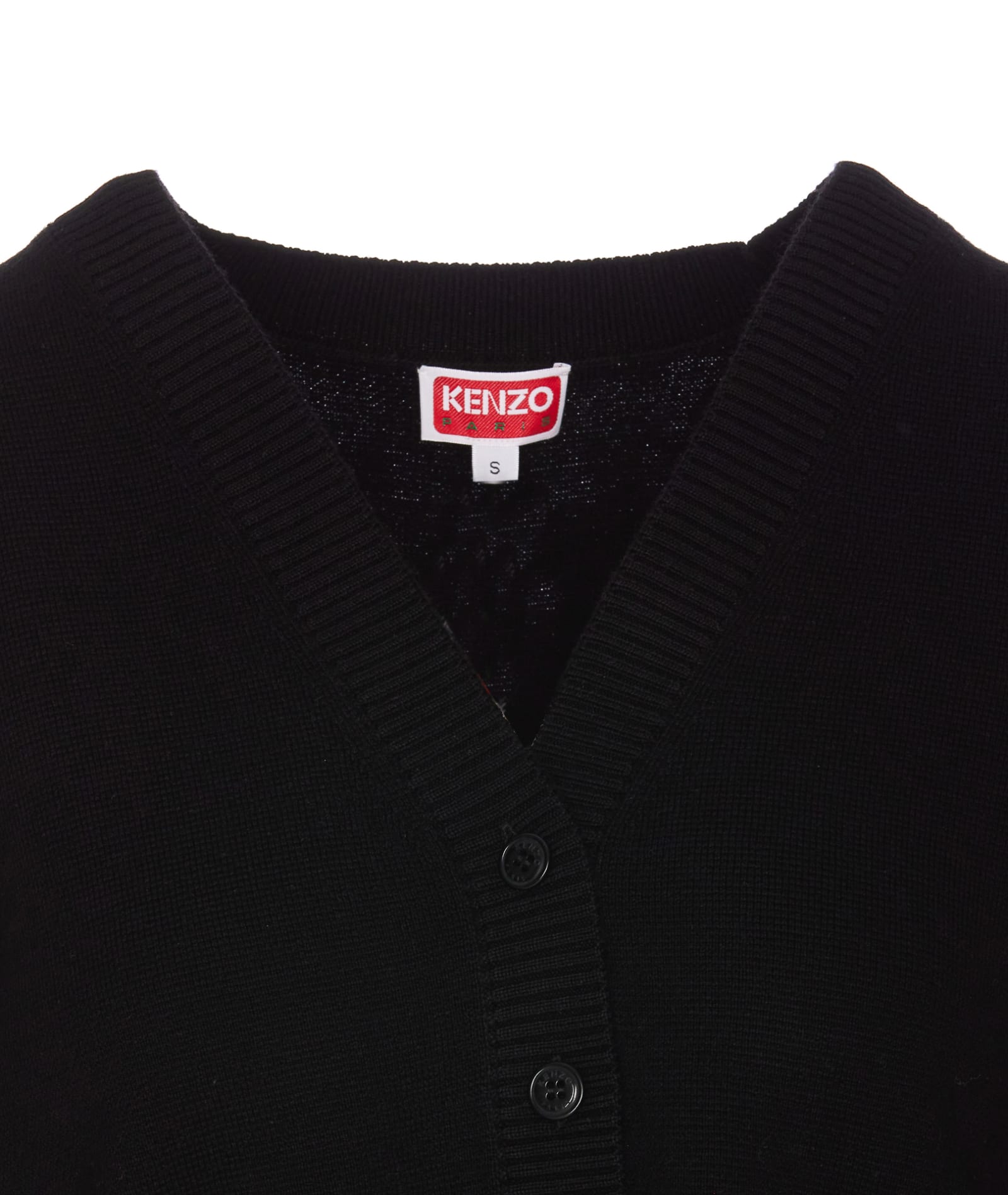 Shop Kenzo Marguerite Placed Cardigan In Black