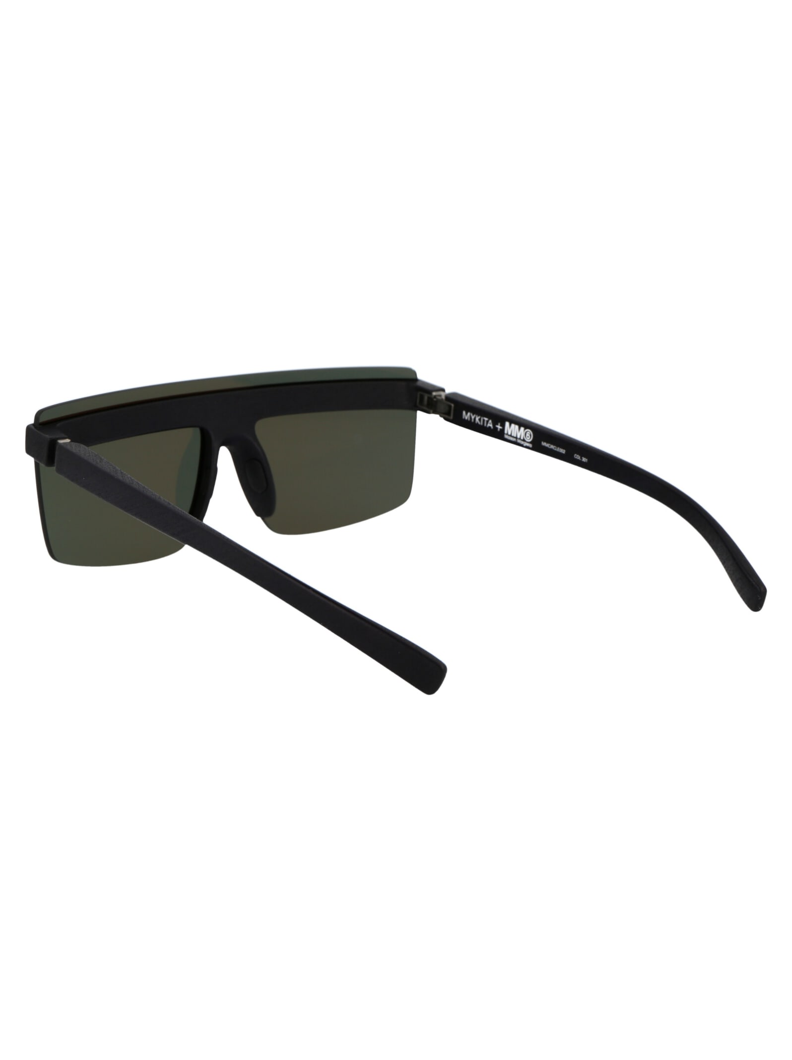 Shop Mykita Mmcircle002 Sunglasses In 301 Md1 Pitch Black | Ir/f Shield