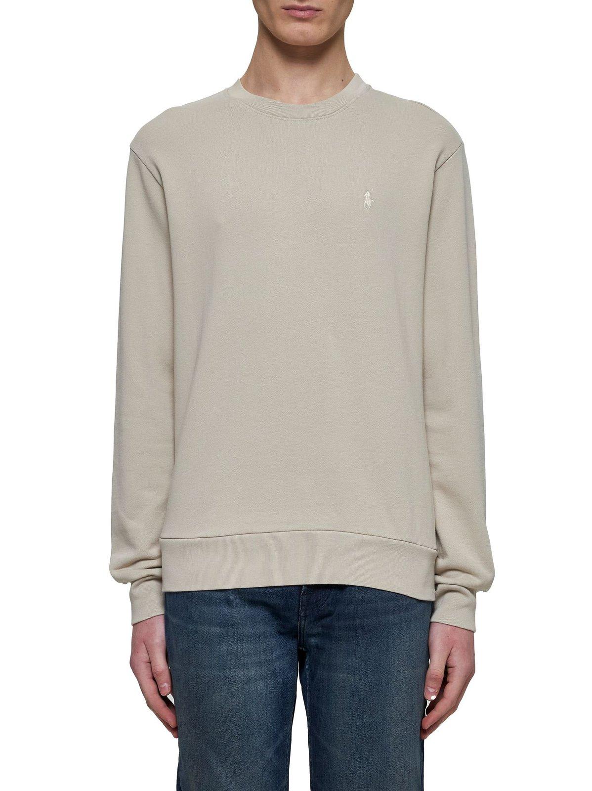 Polo Ralph Lauren Grey Loopback Cotton Sweatshirt In Beige