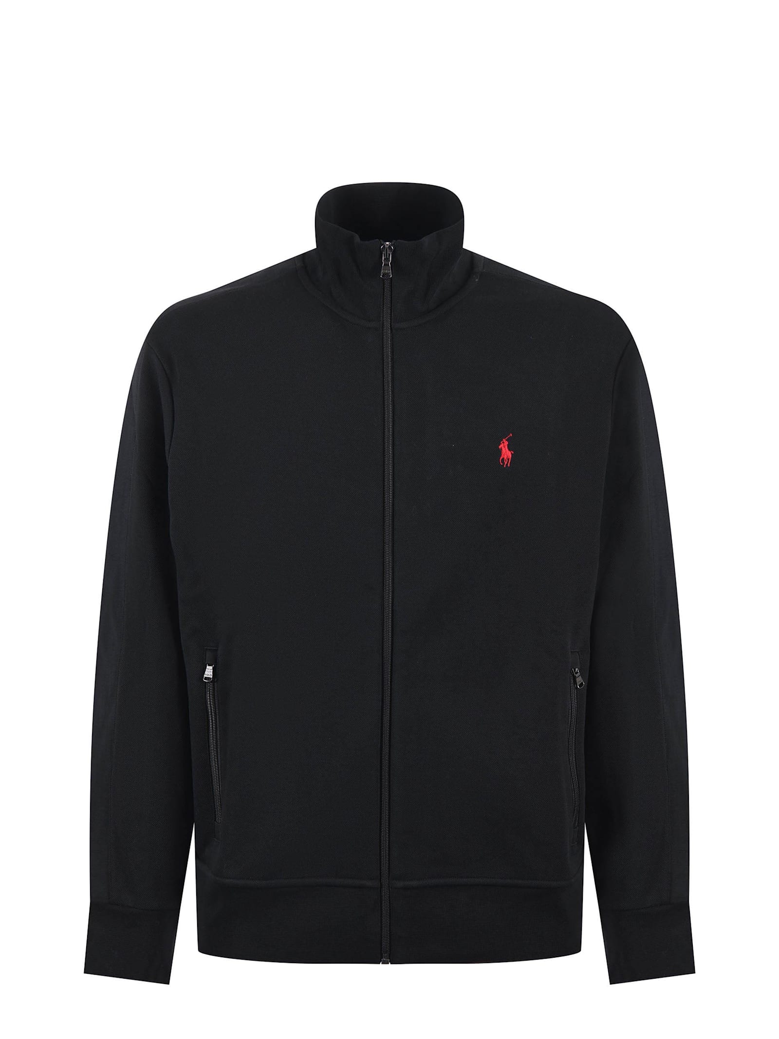 Shop Polo Ralph Lauren Cotton Pique Sweatshirt In Black