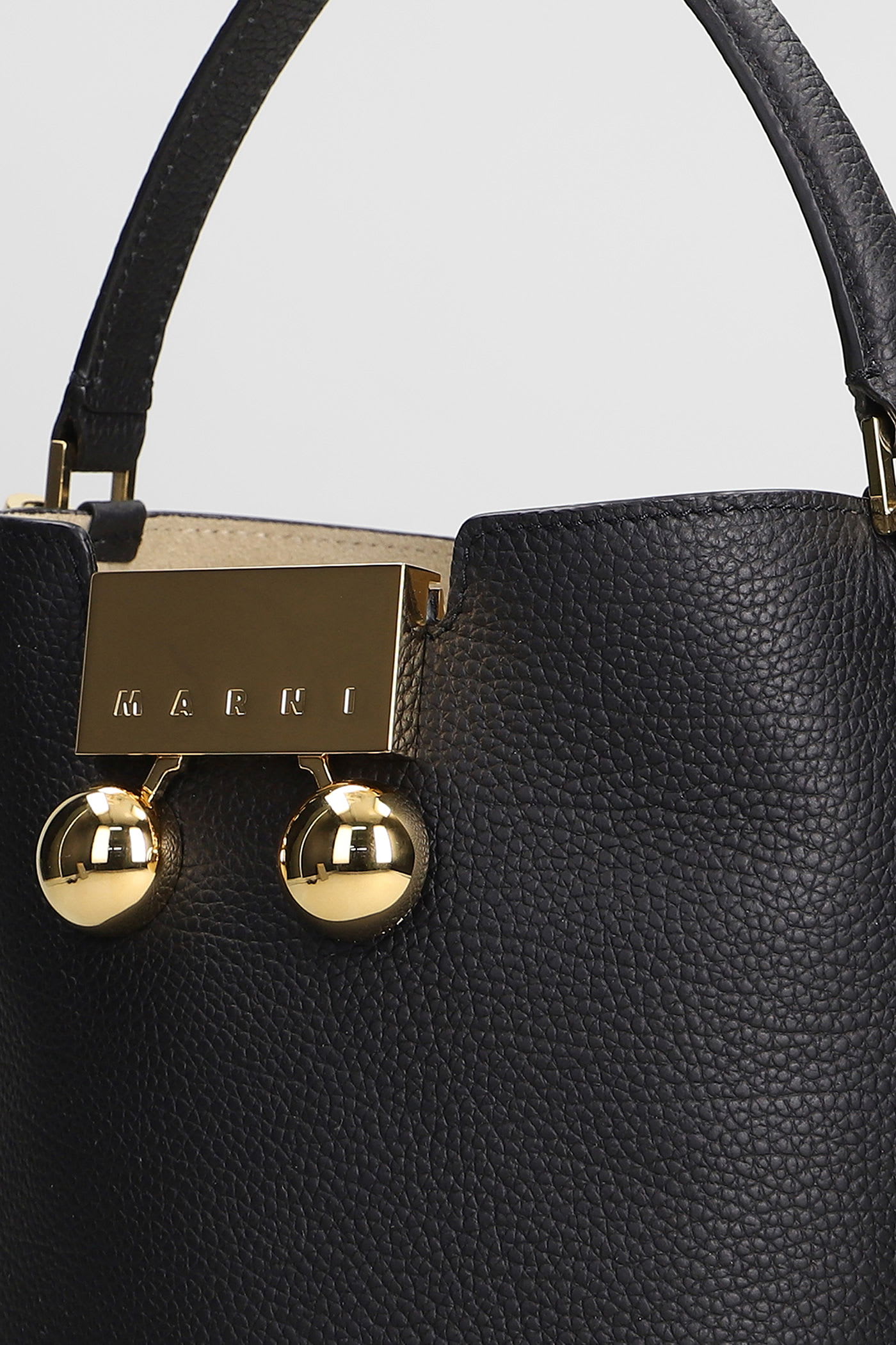 Marni Trunkaroo Shoulder Bag In Black Leather In Black