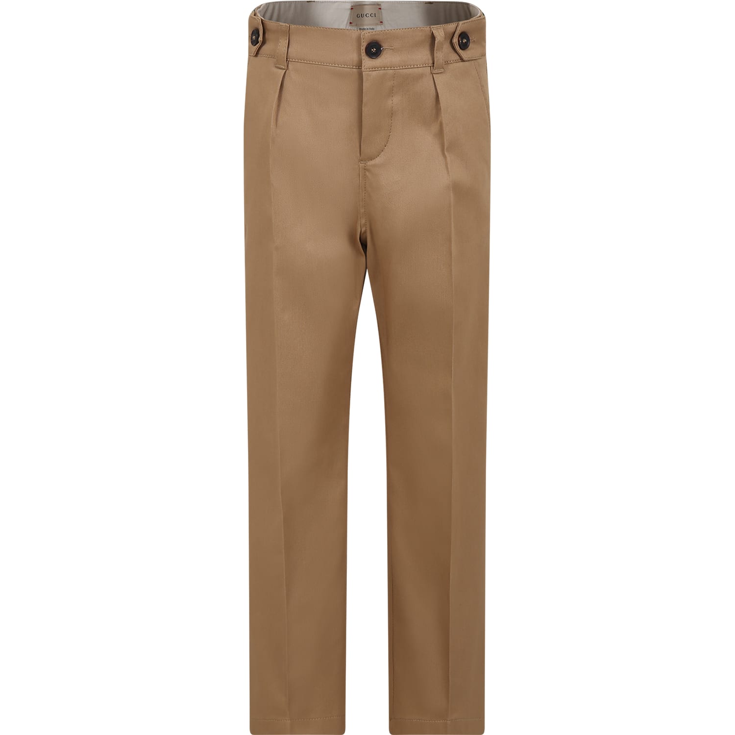 Gucci Kids' Beige Trousers For Boy With Web Detail