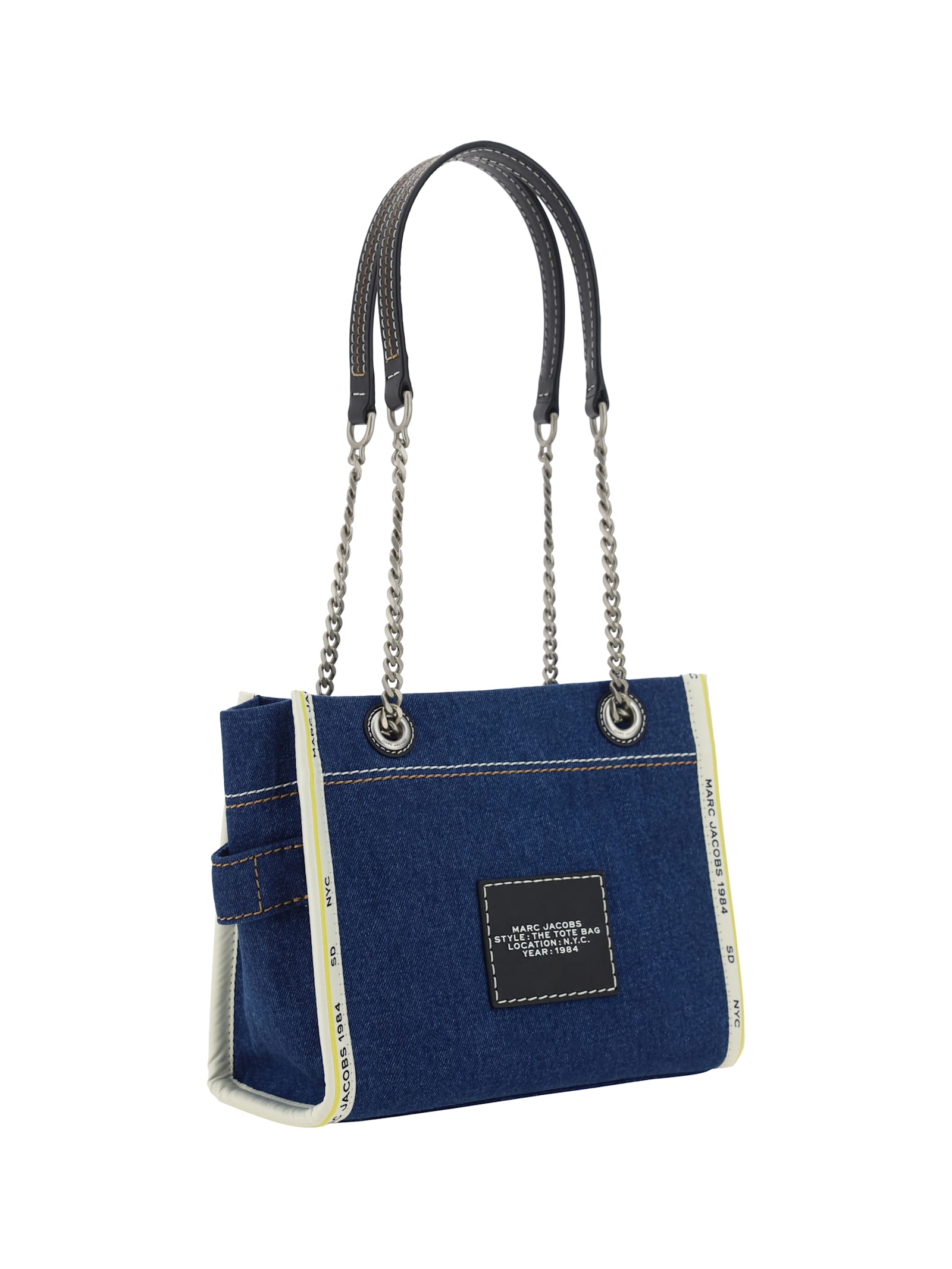 Shop Marc Jacobs The Small Tote Shoulder Bag In Dark Wash