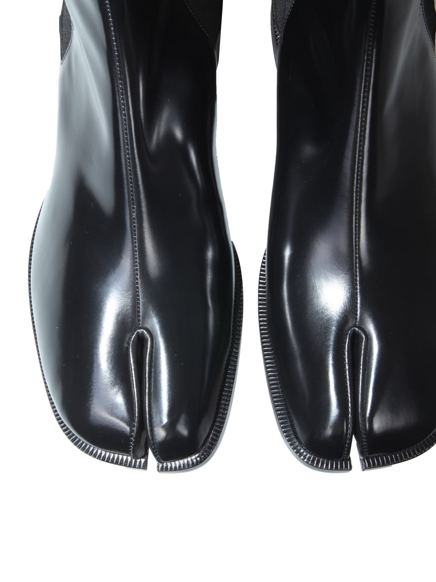 Maison Margiela Black Leather Tabi Ankle Boots In Black