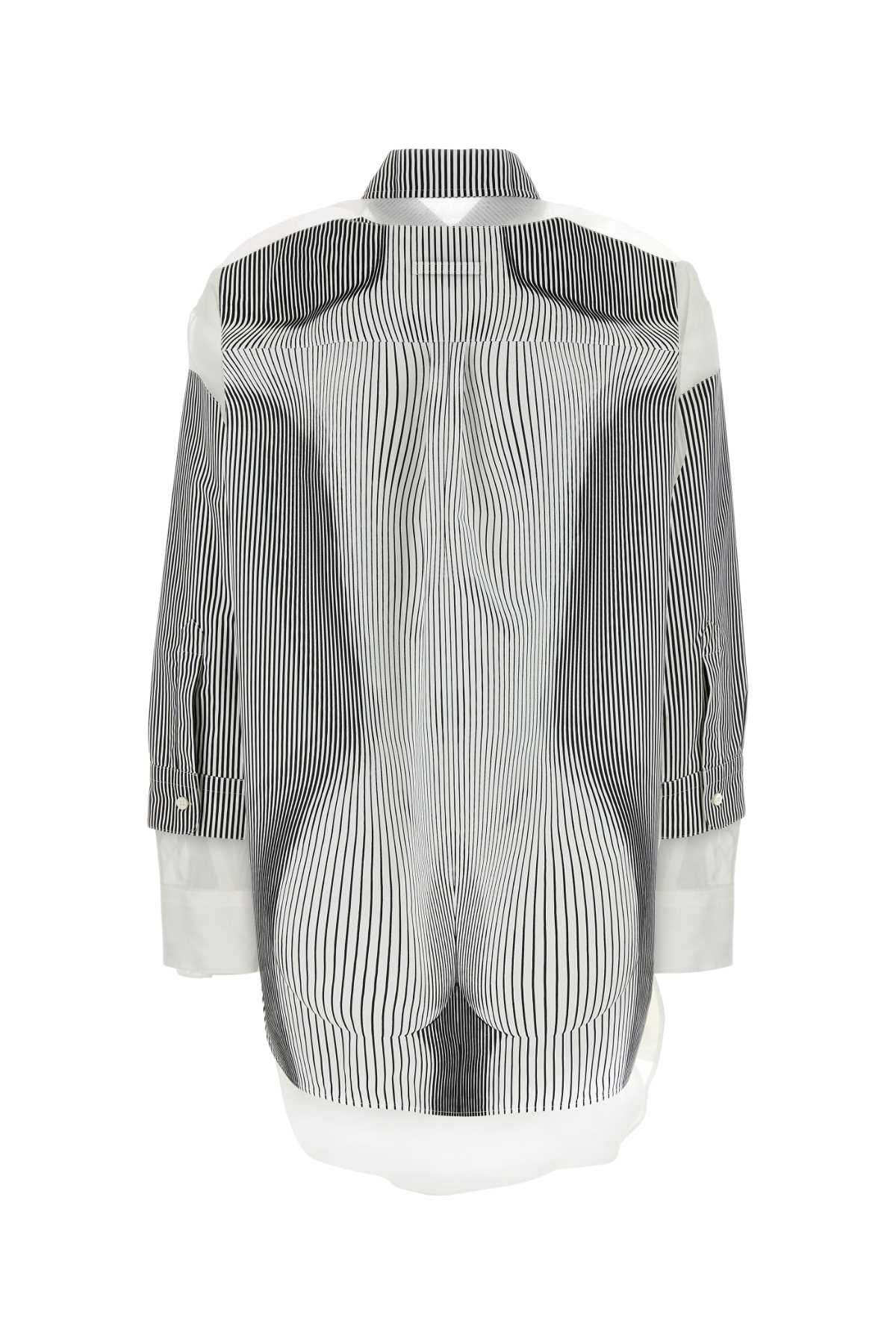 Jean Paul Gaultier Printed Organza E Polyester Oversize Shirt In Blackwhite