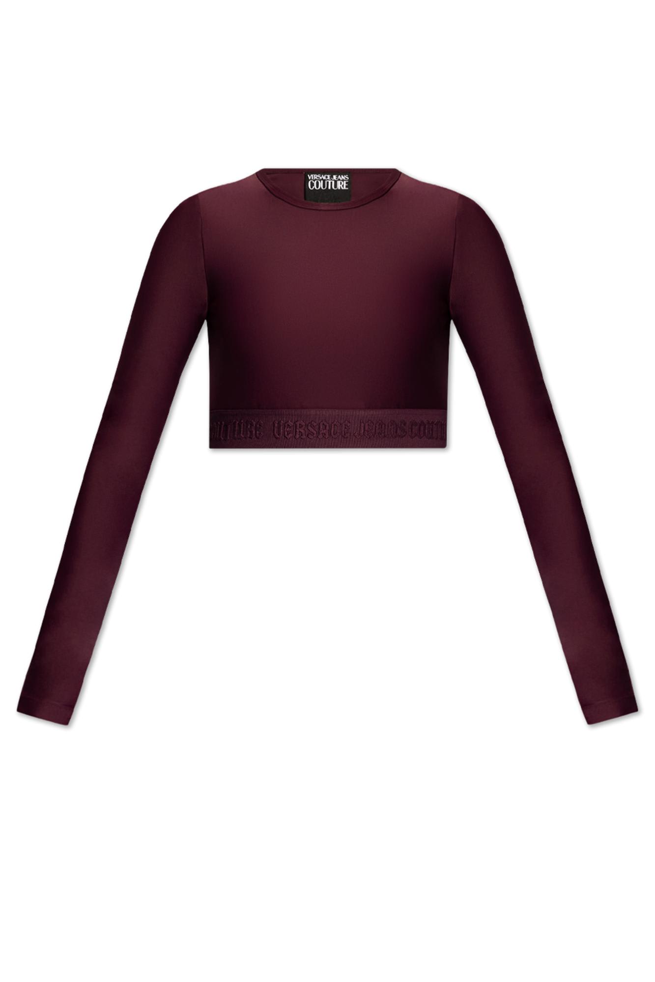 Versace Jeans Couture Logo-hem Cropped Top In Purple