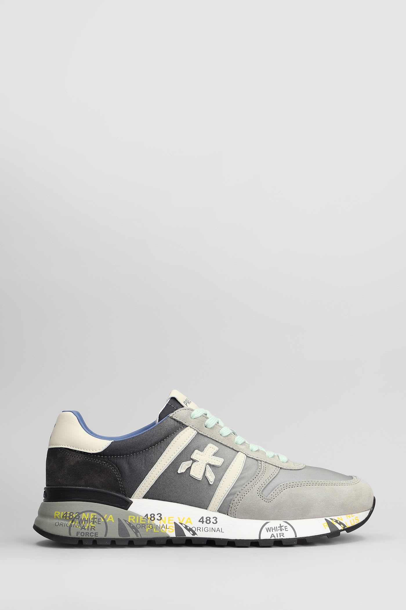Lander Sneakers In Grey Suede And Fabric