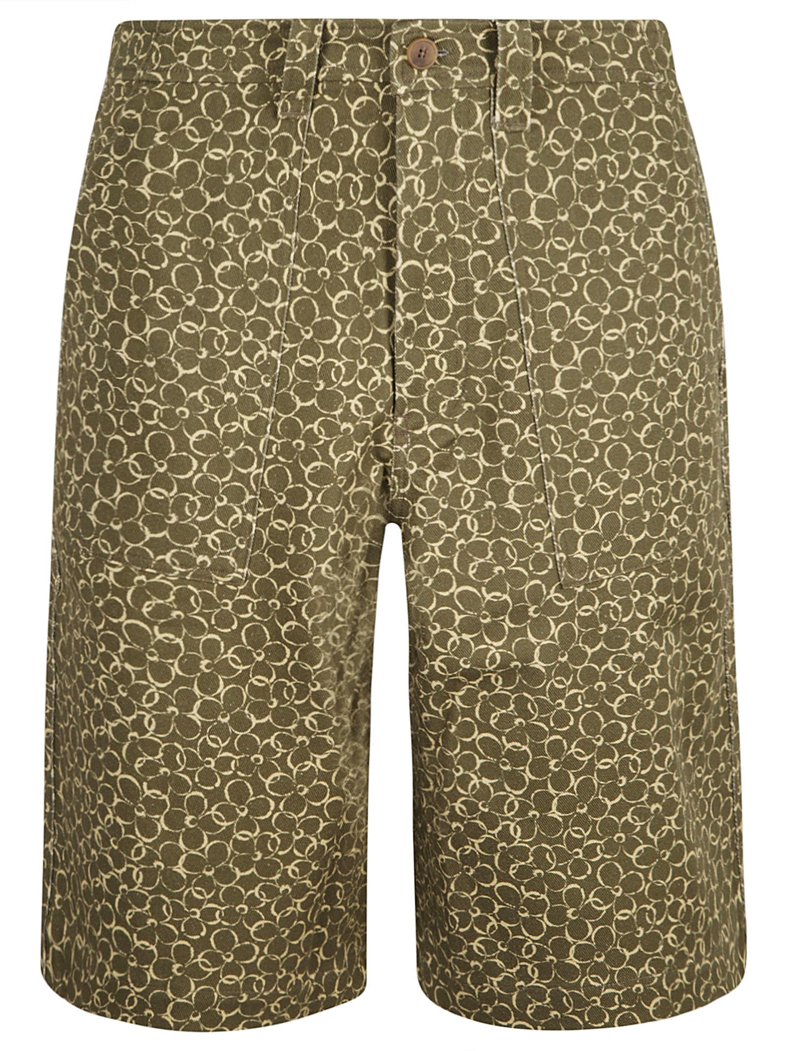 Shop Maison Kitsuné All-over Printed Shorts In Khaki