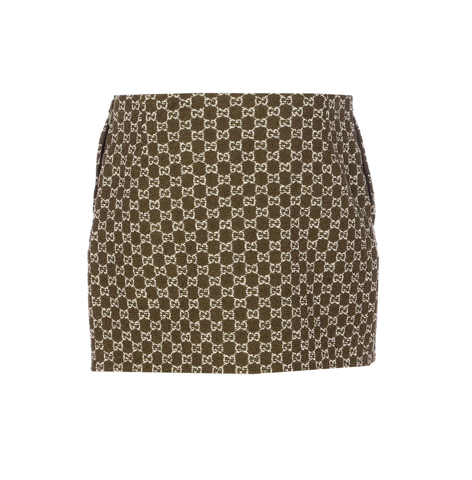 Gucci Boucle Gg Logo Mini Skirt In Green