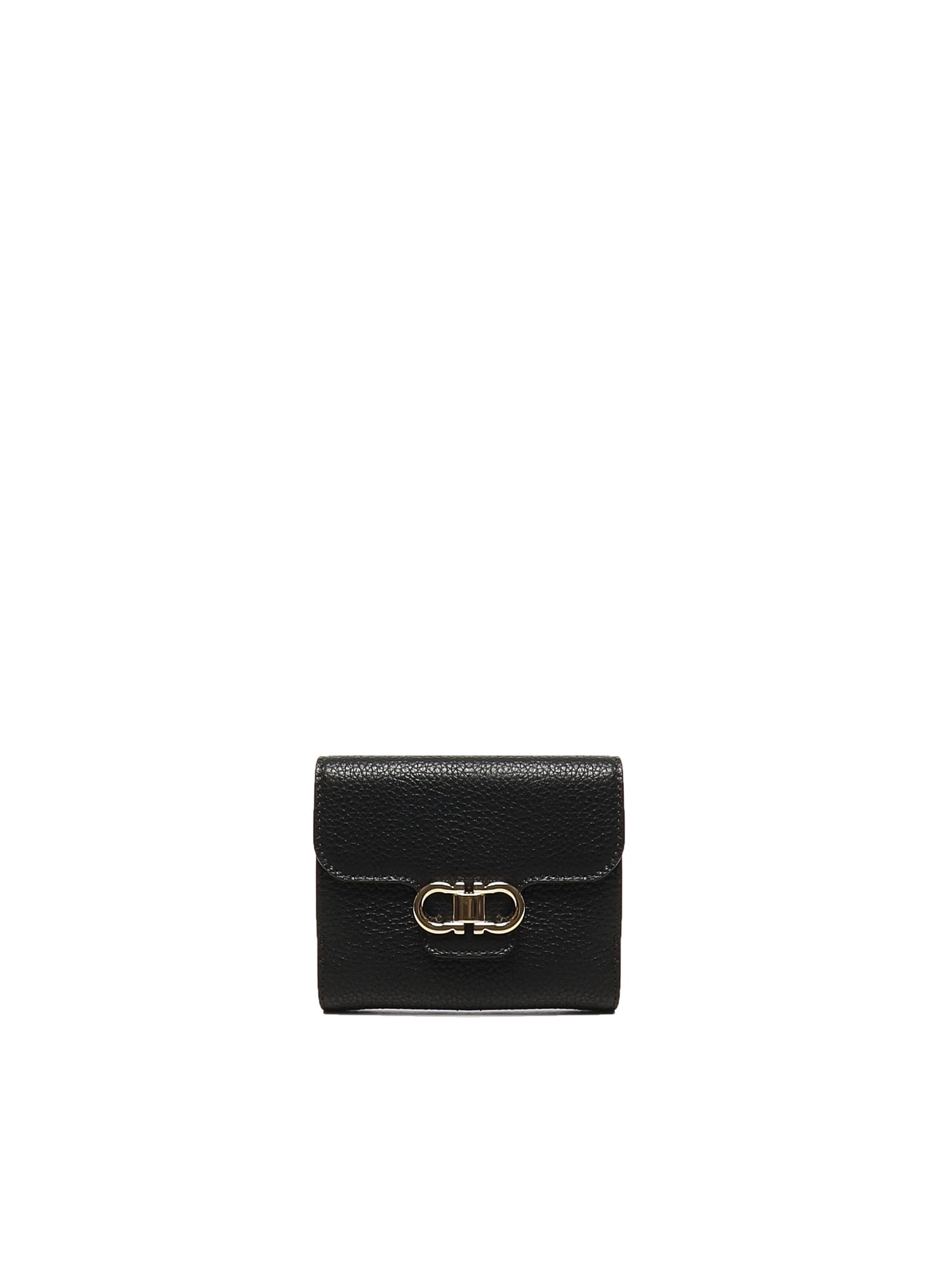 Ferragamo Gancini Compact Wallet In Black