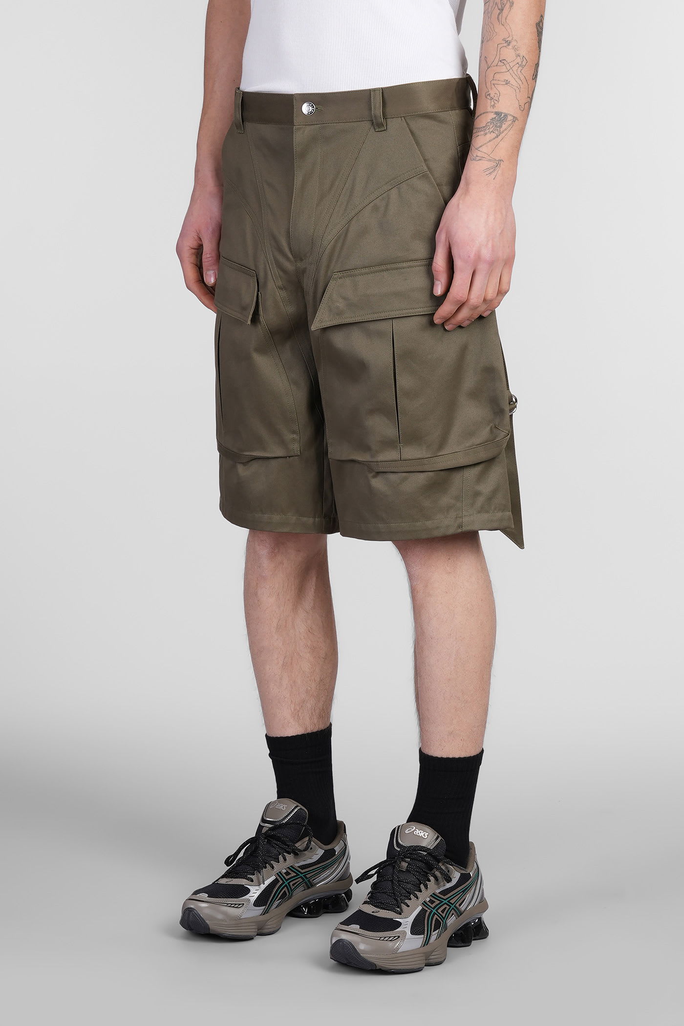Mugler Shorts In Khaki Cotton In Green