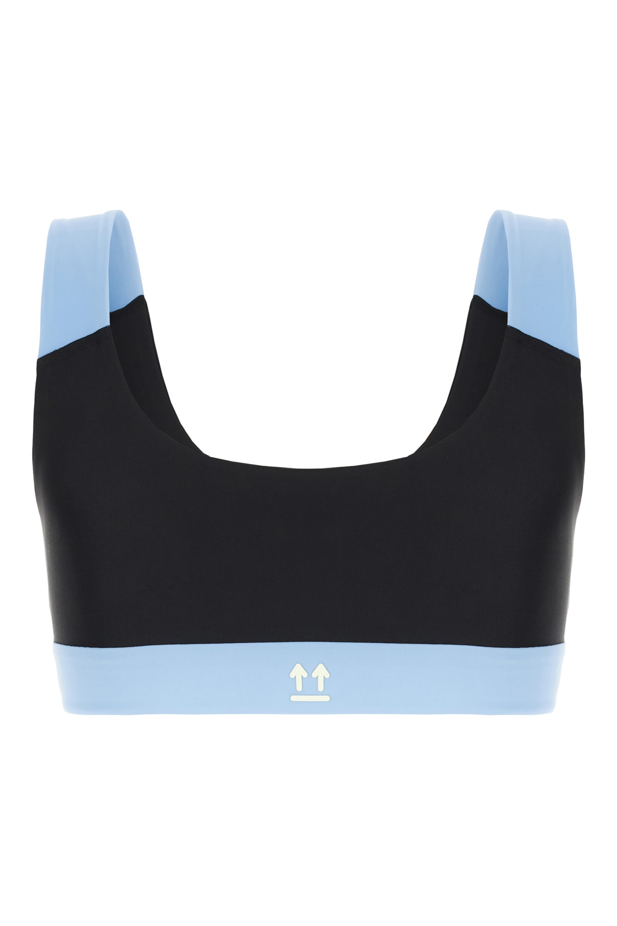 Off-white Two-tone Stretch Nylon Top In Black Light Blue