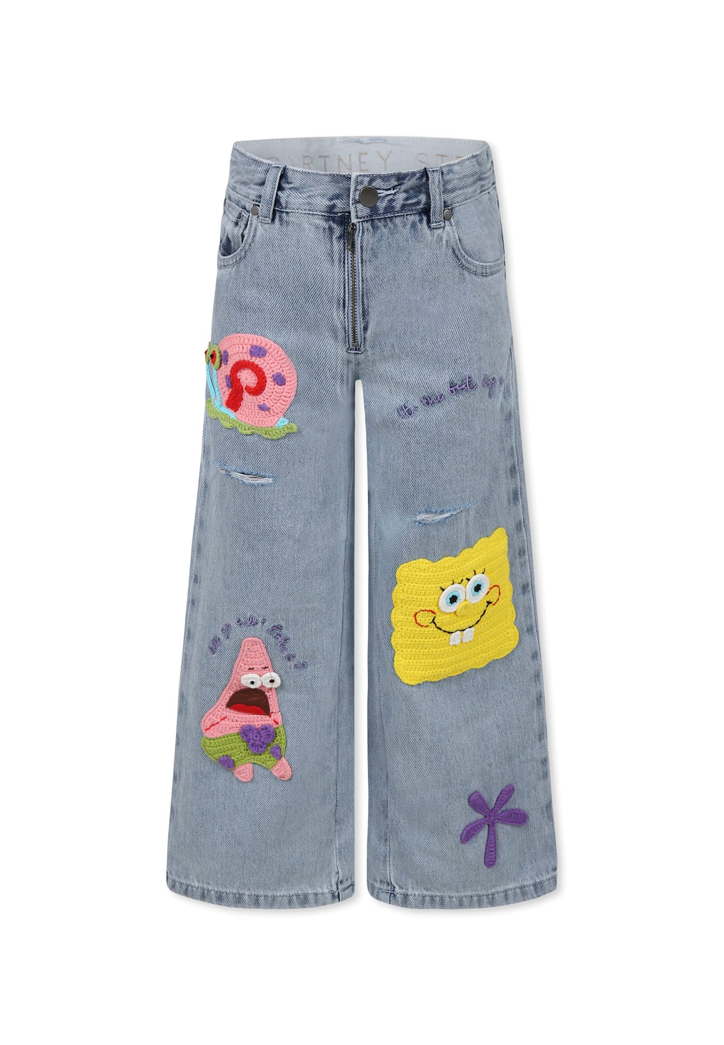 Stella Mccartney Embroidered Cotton Jeans In Denim