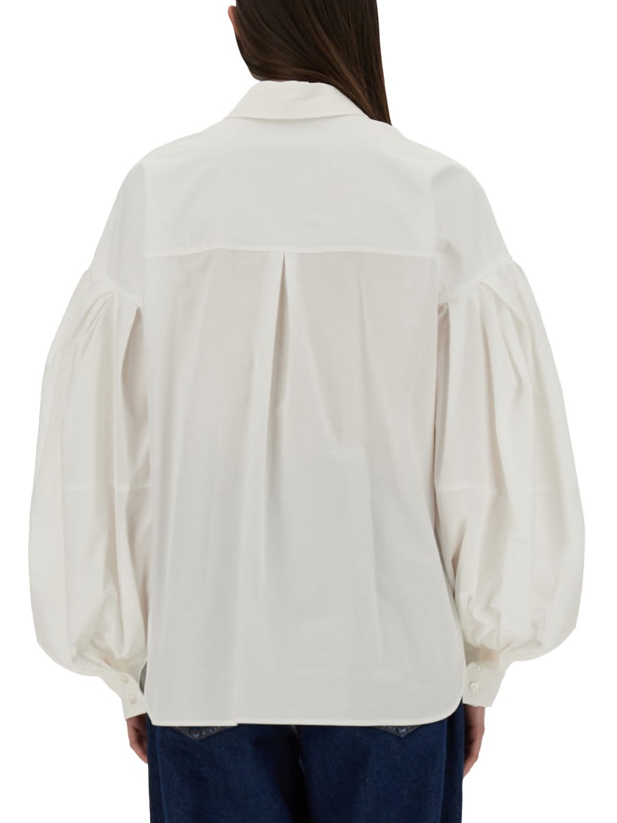 Nina Ricci Collared Shirt Puff Sleeves In White