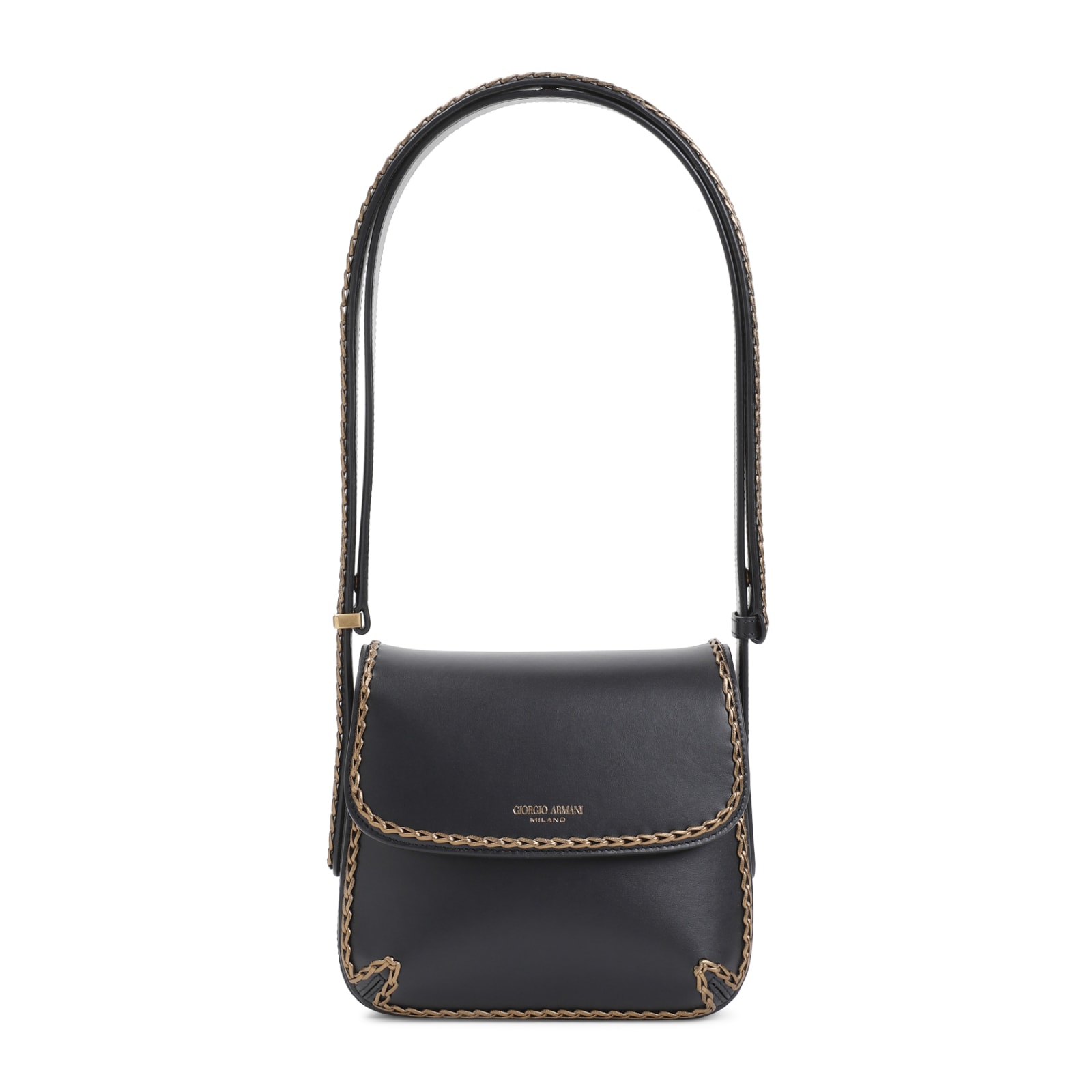 Shop Giorgio Armani Small Shoulder Bag In Nero Oro