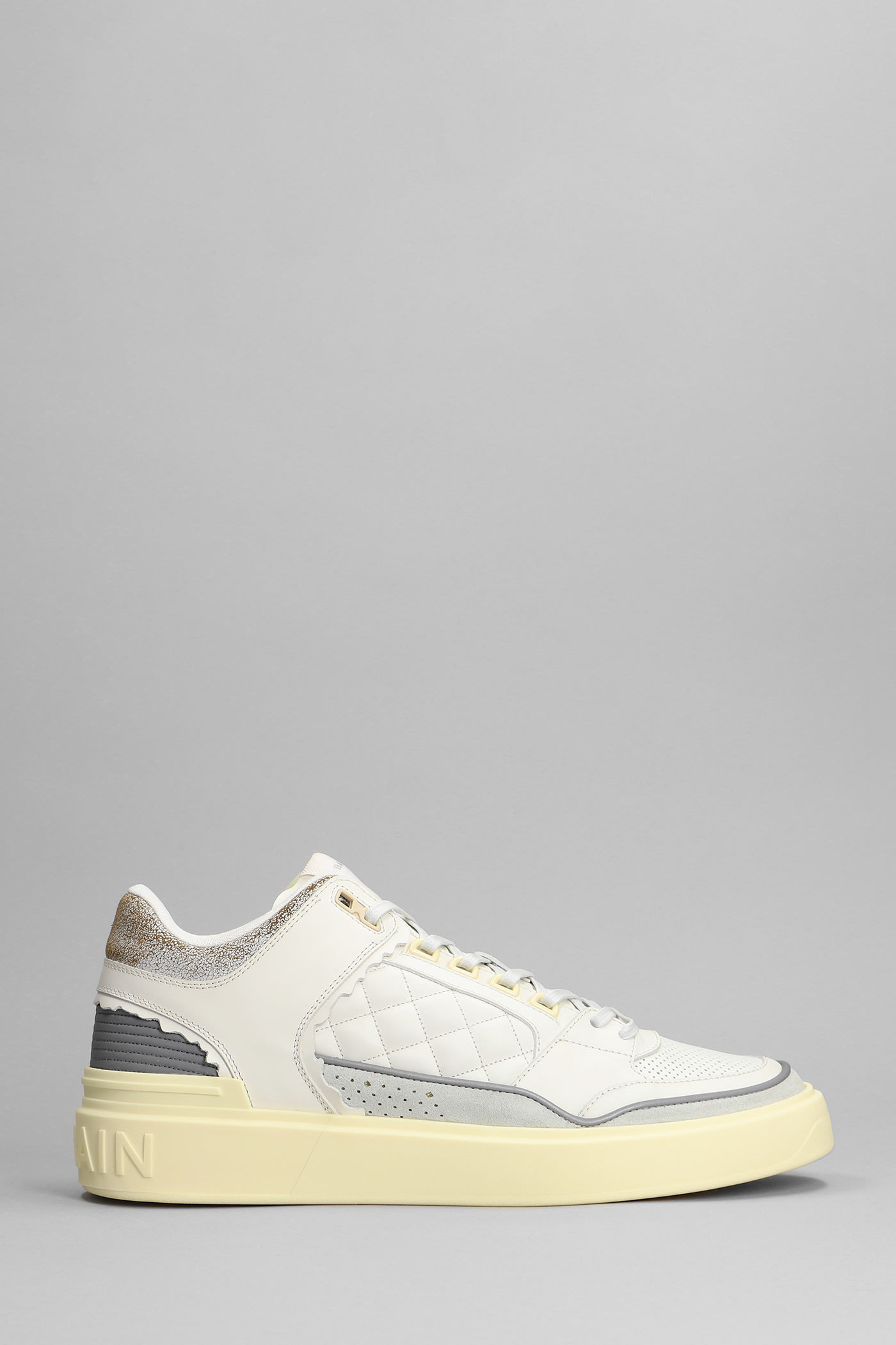 Timeless Elegance: Balmain White Quilted Leather Sneakers