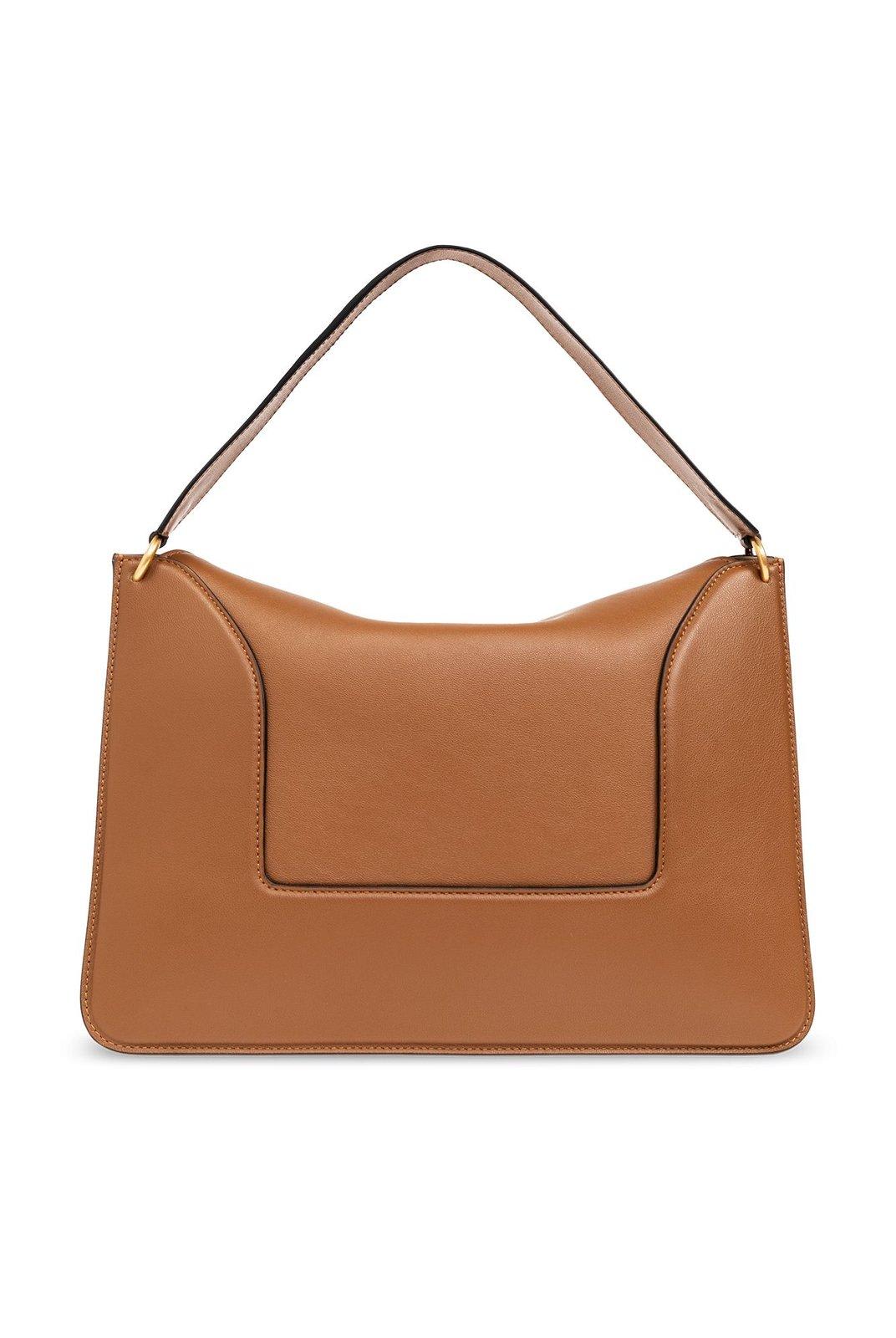 Shop Wandler Penelope Foldover Top Shoulder Bag In Brown