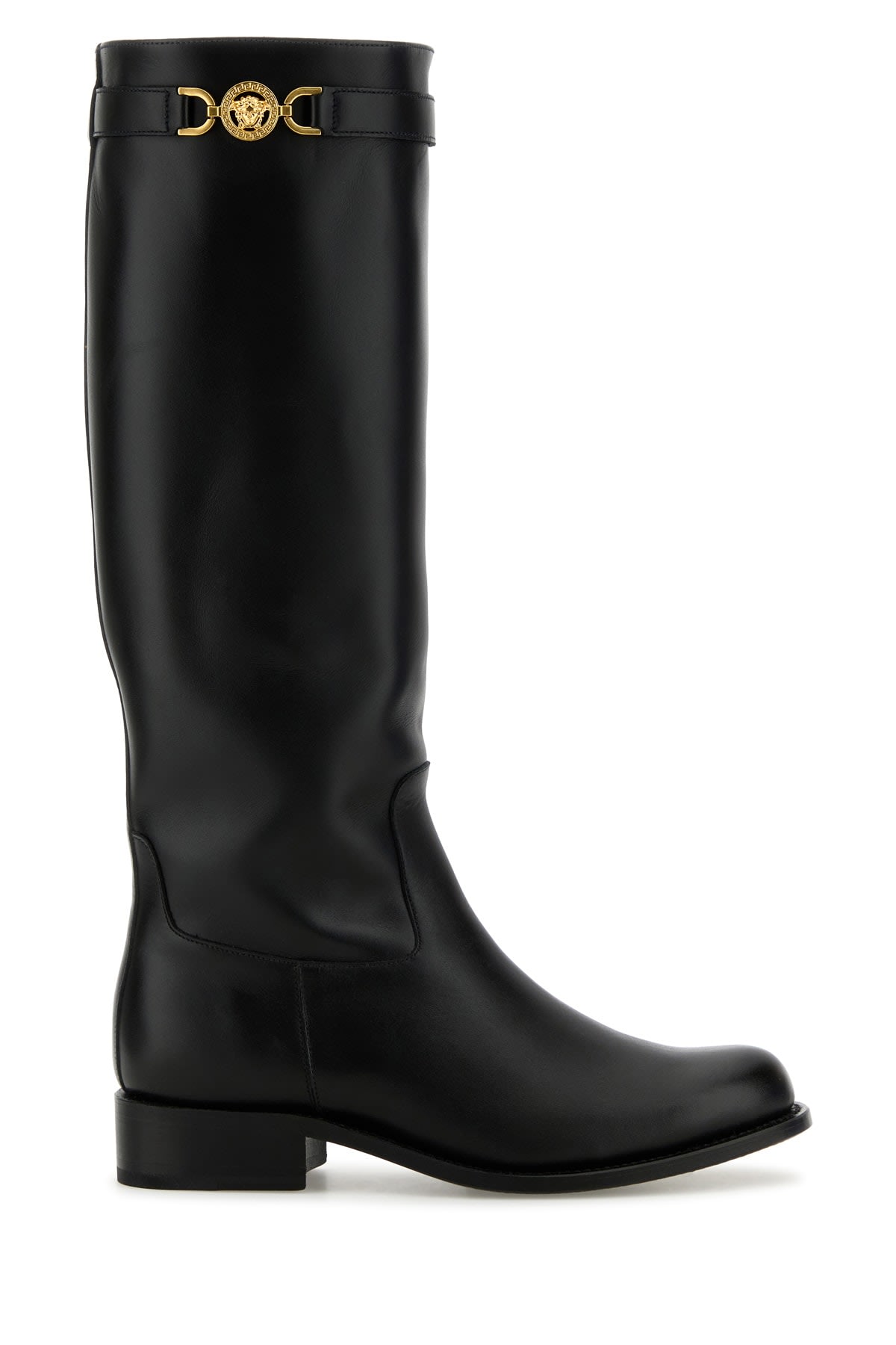 Versace Black High Boots With '95 Medusa Detail In 1b00v