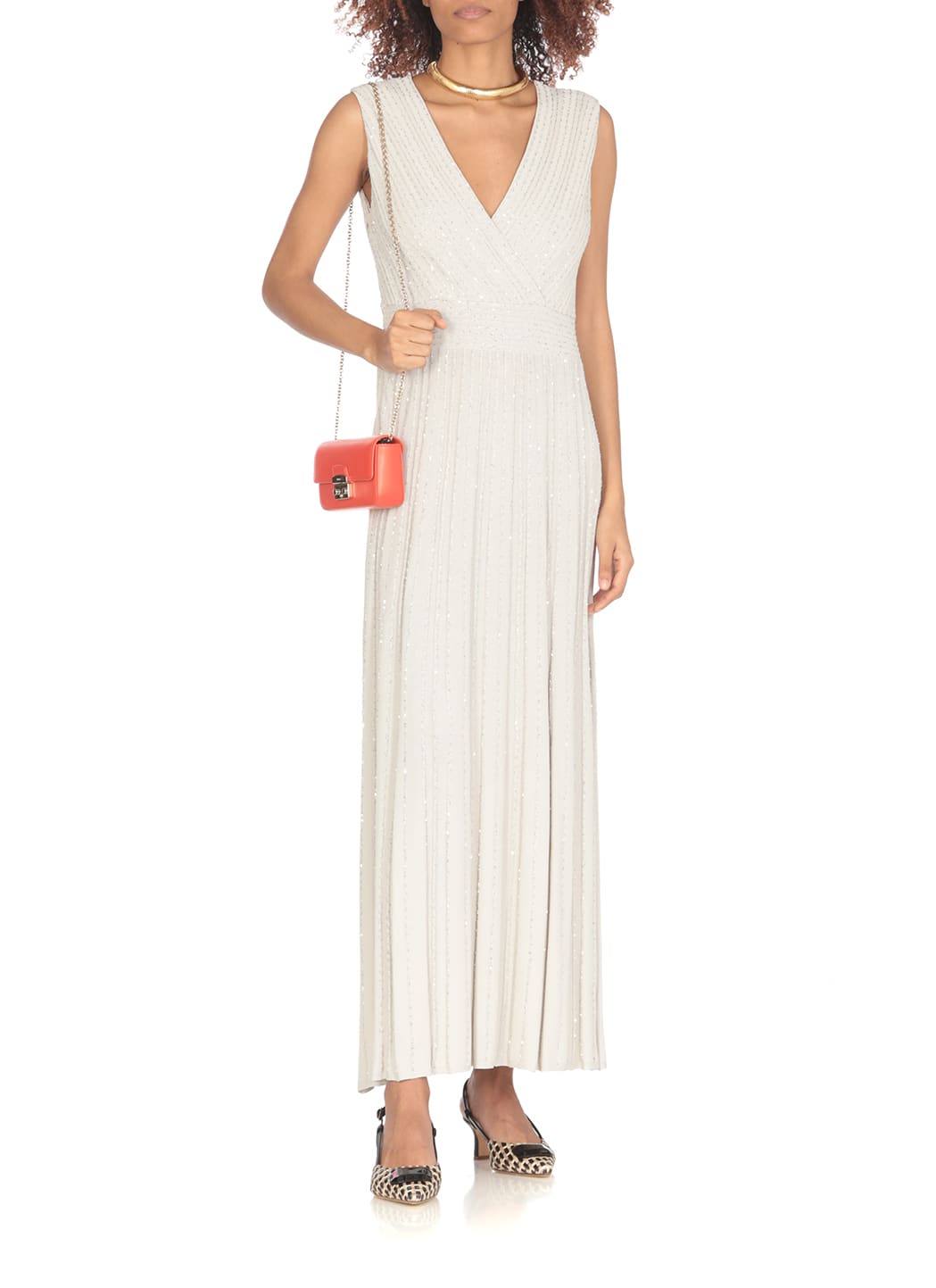 D Exterior Dress With Paillettes In Neutral