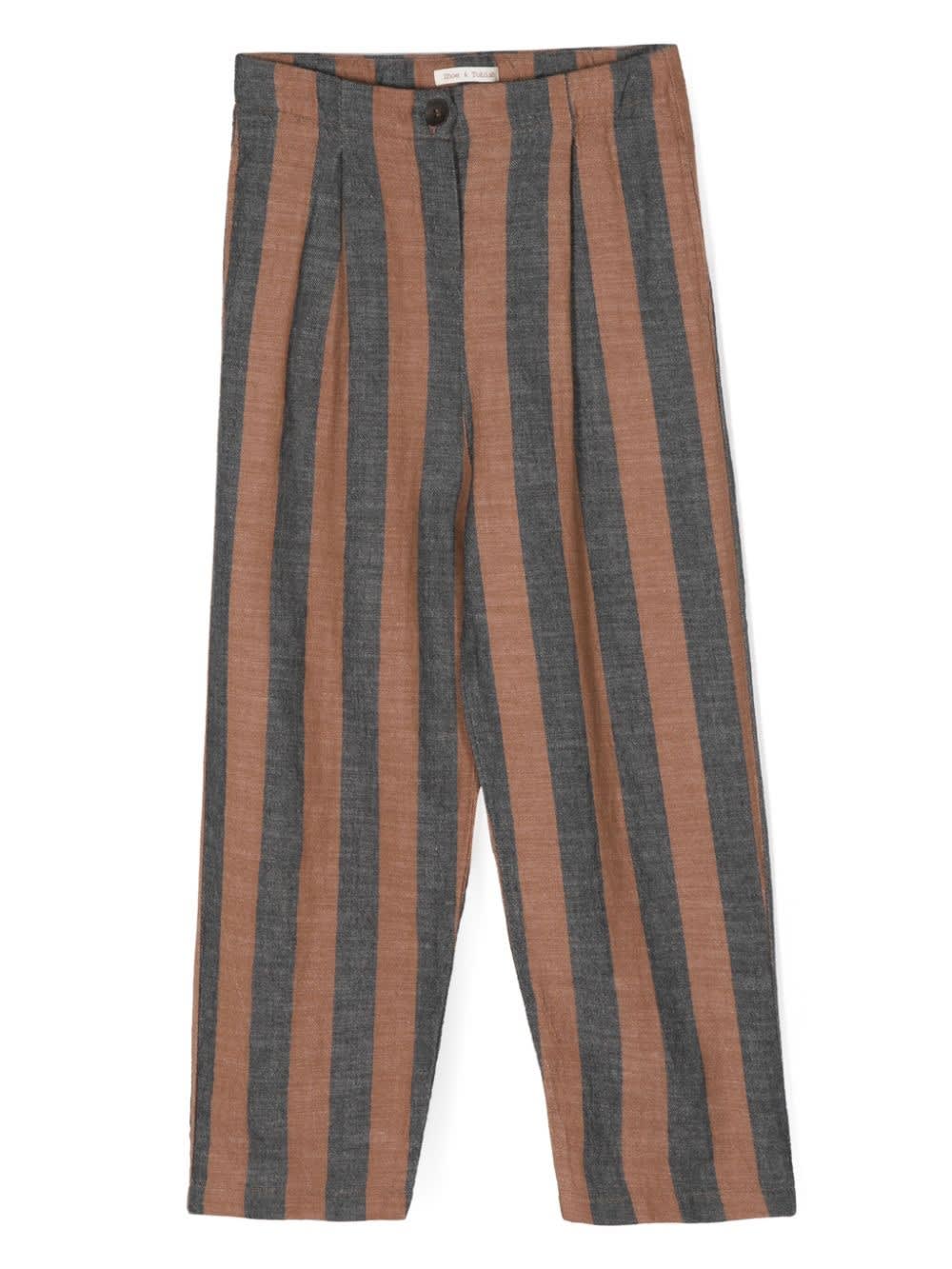 Zhoe &amp; Tobiah Kids' Striped Trousers In Gray