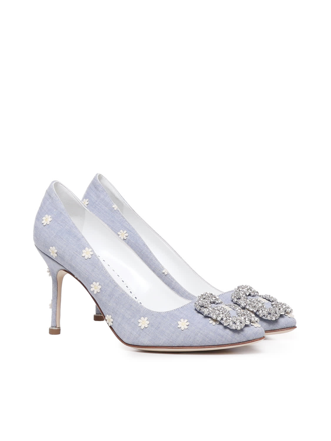 Shop Manolo Blahnik Daisy Denim Pumps