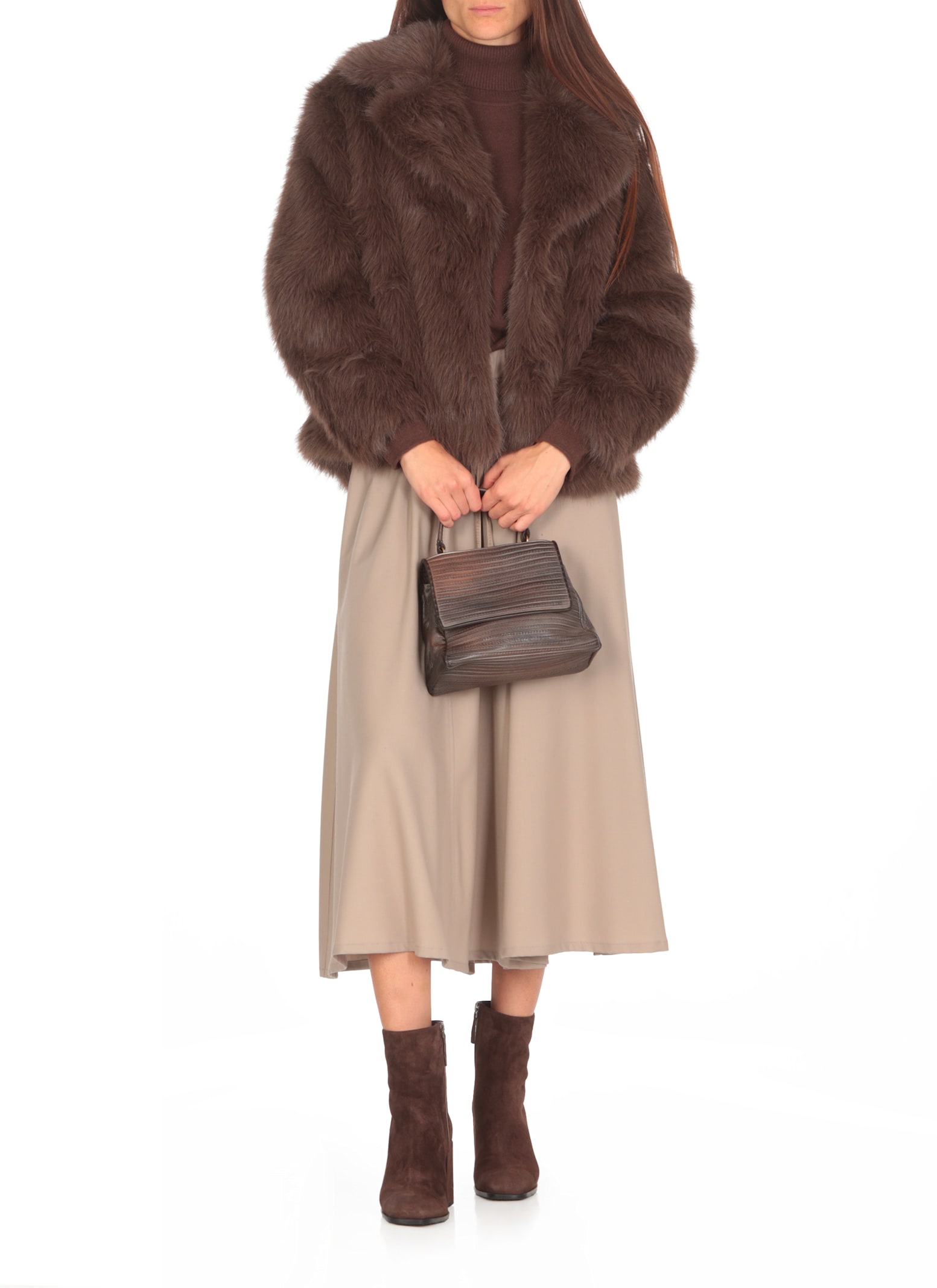 Shop Betta Corradi Synth Fur Coat In Brown