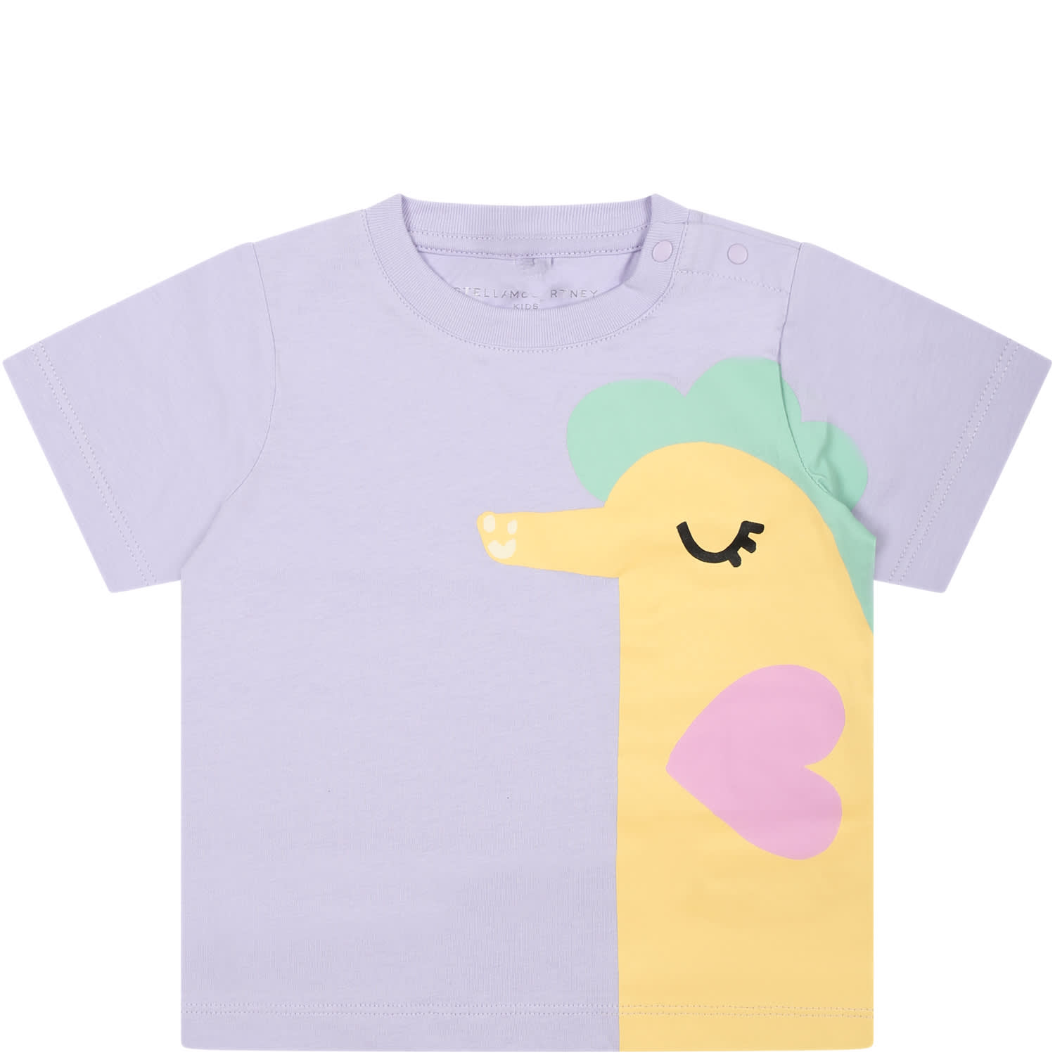 Stella Mccartney Purple T-shirt For Baby Girl With Little Animal In Violet