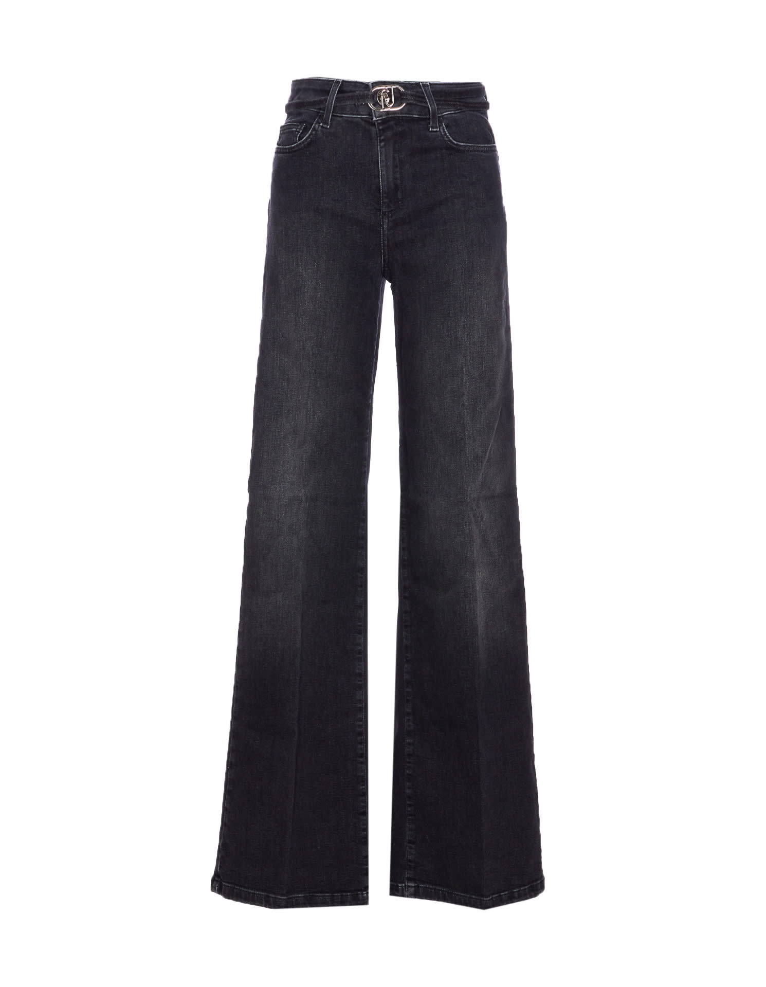 Liu •jo High Waist Straight Fit Trousers With Flare In Black